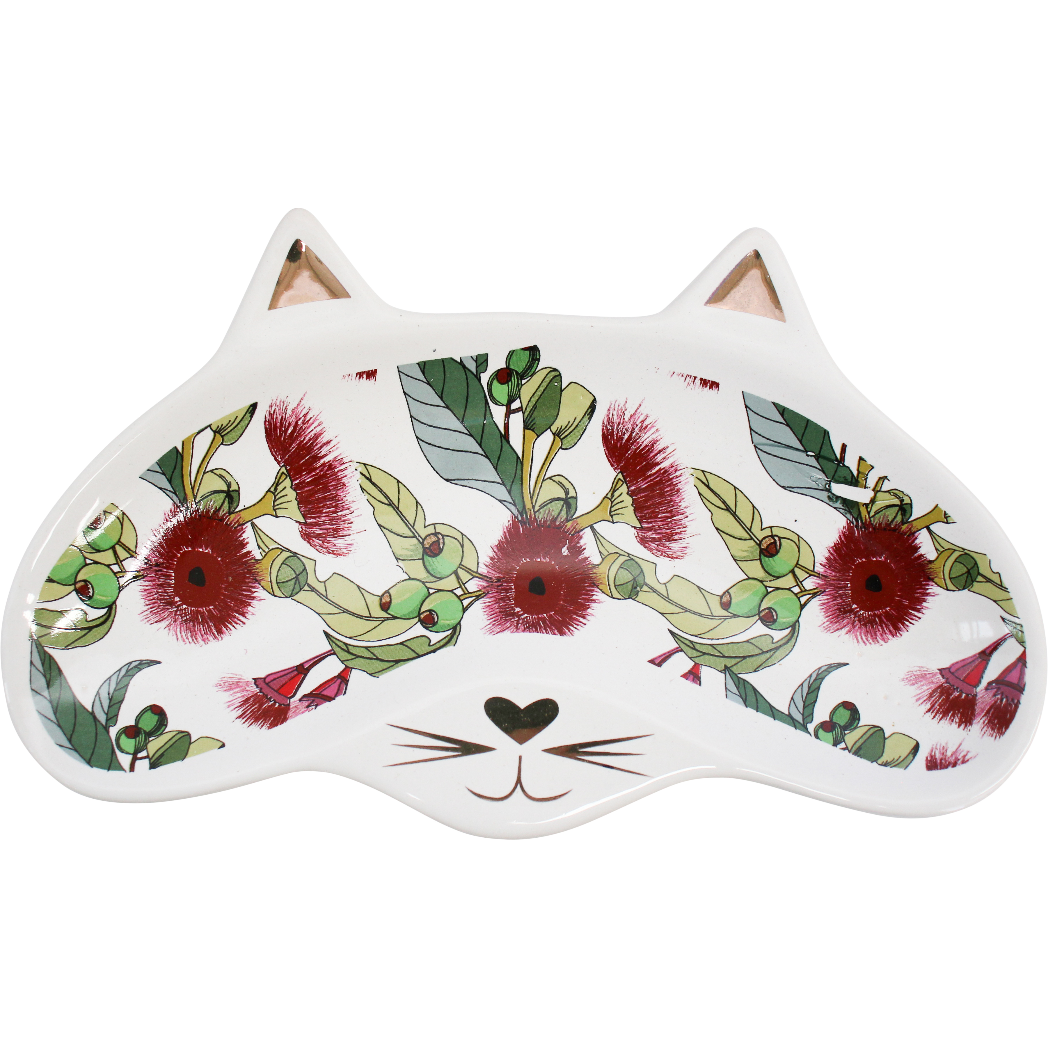 Cat Trinket Glasses Dish Gum Flower