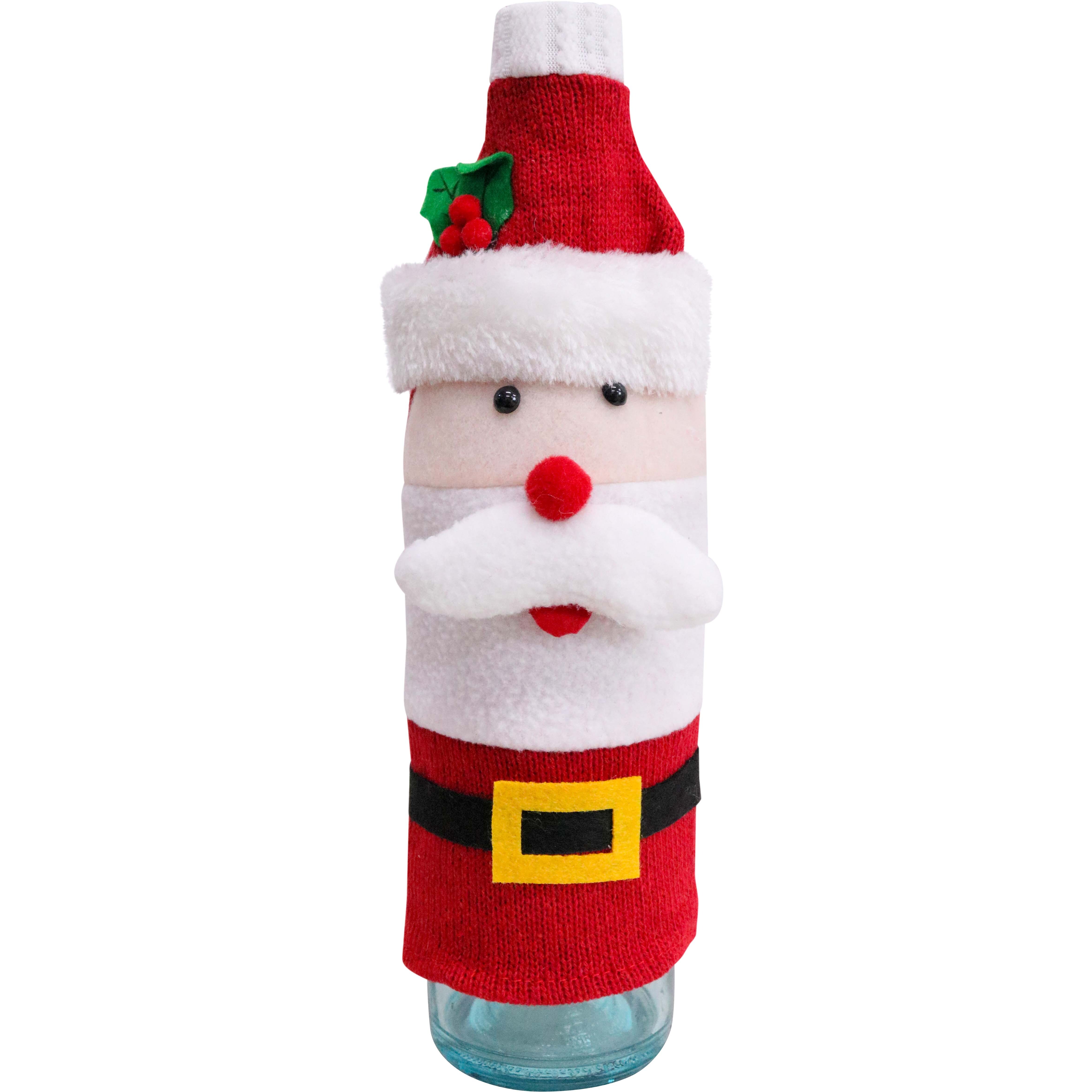 Bottle Cover Santa Knit