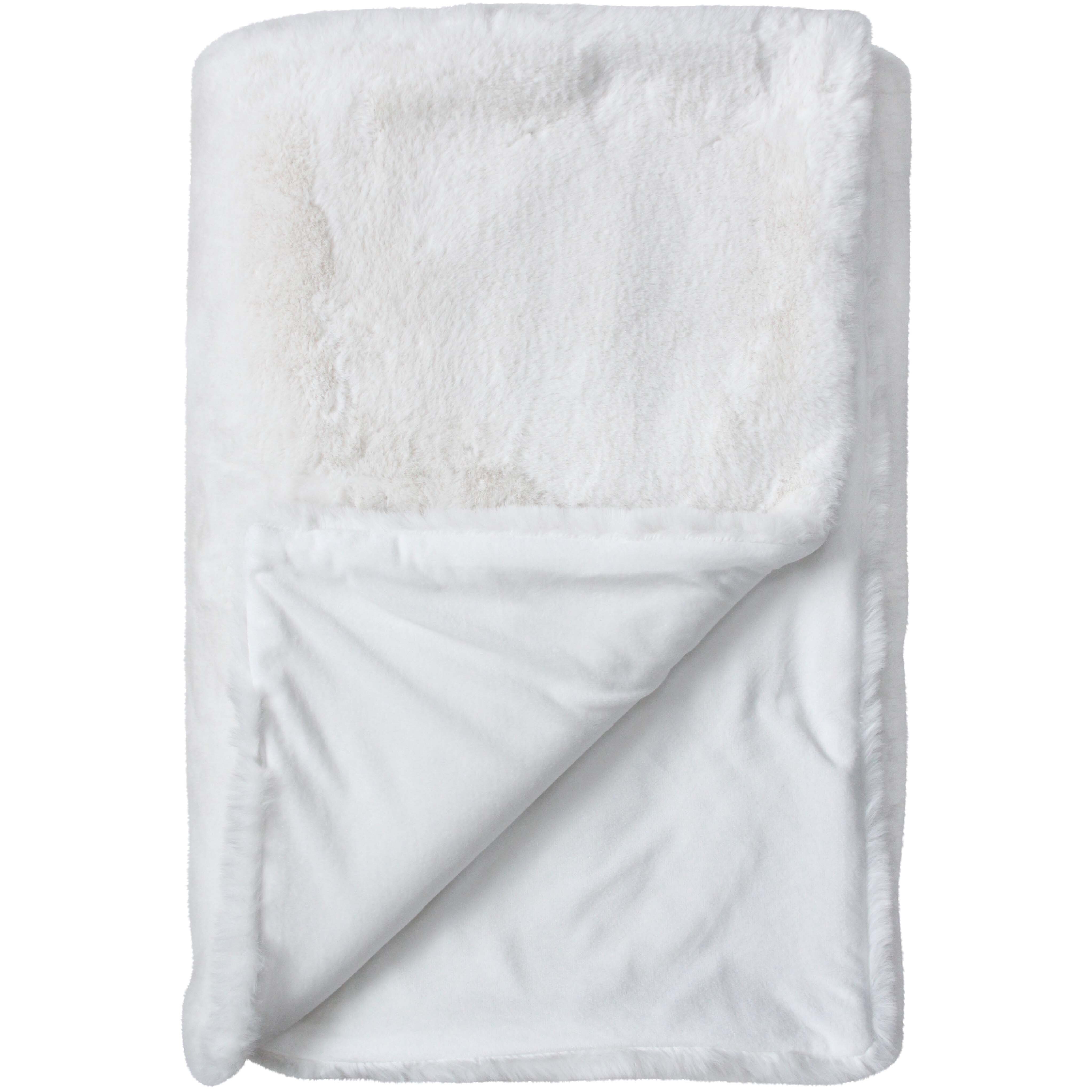 Faux Fur Blanket Ivory White