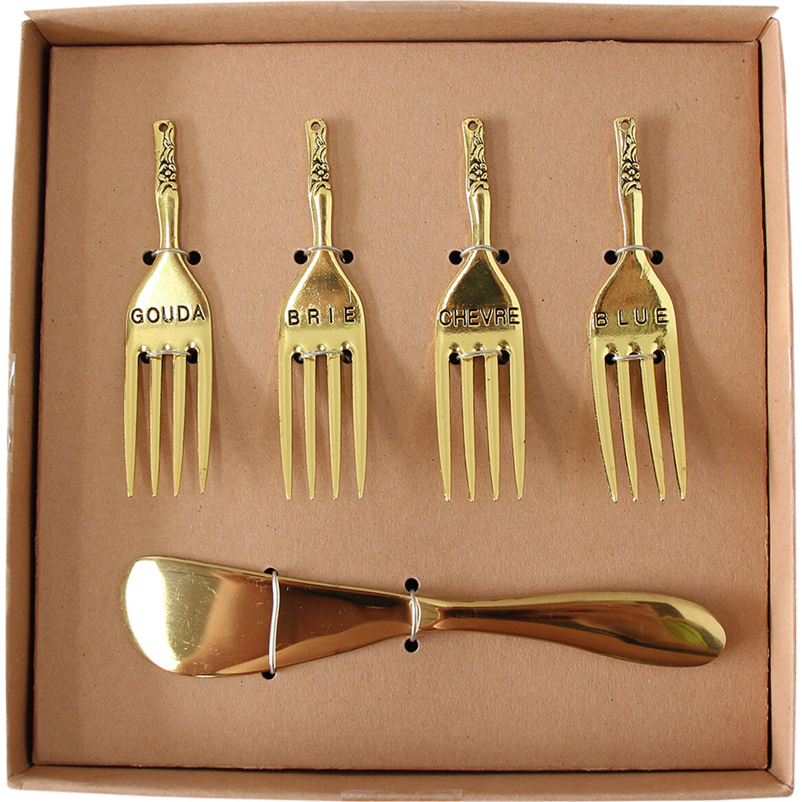 Spreader and Cheese Fork Set Brass