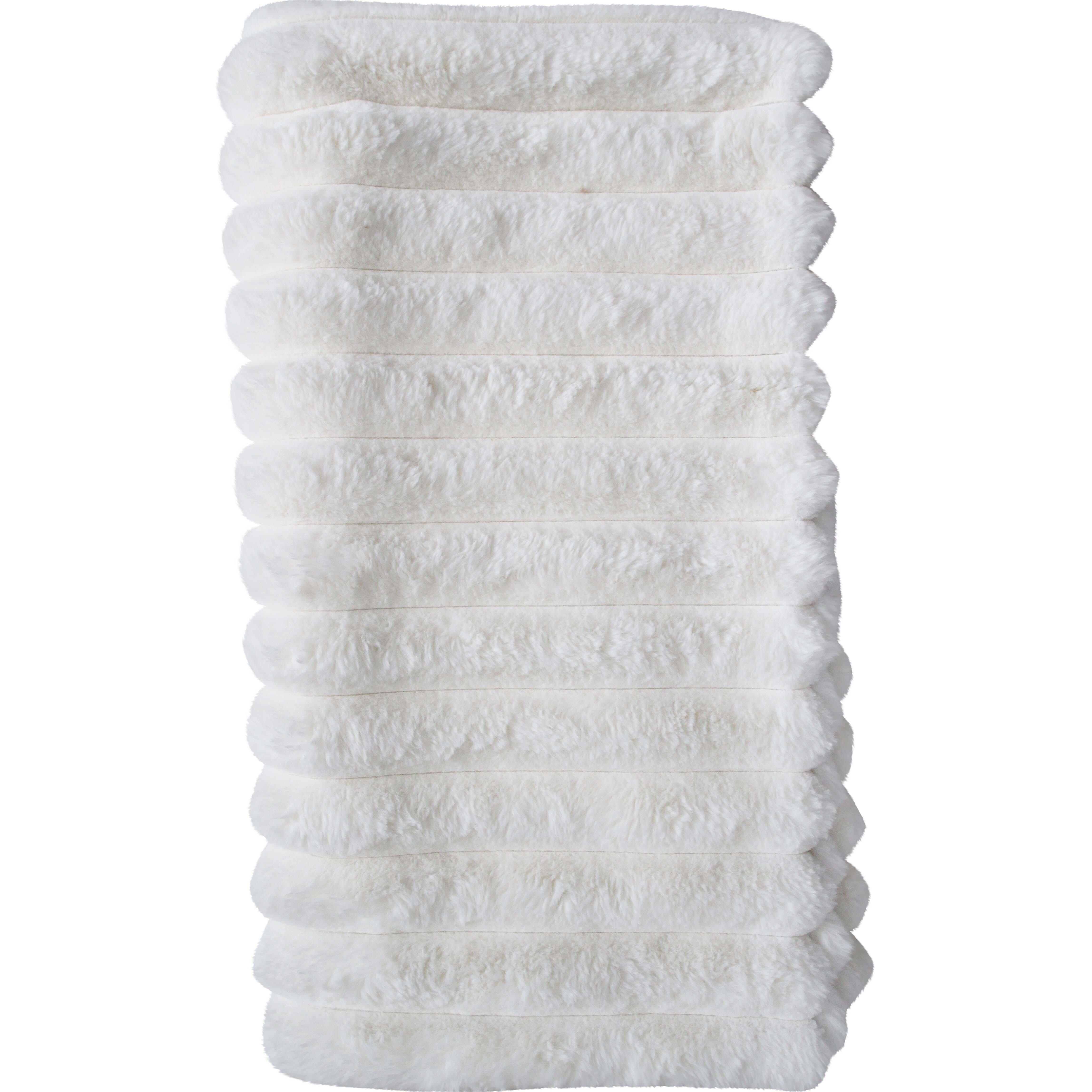 Puffer Faux Fur Throw Ivory