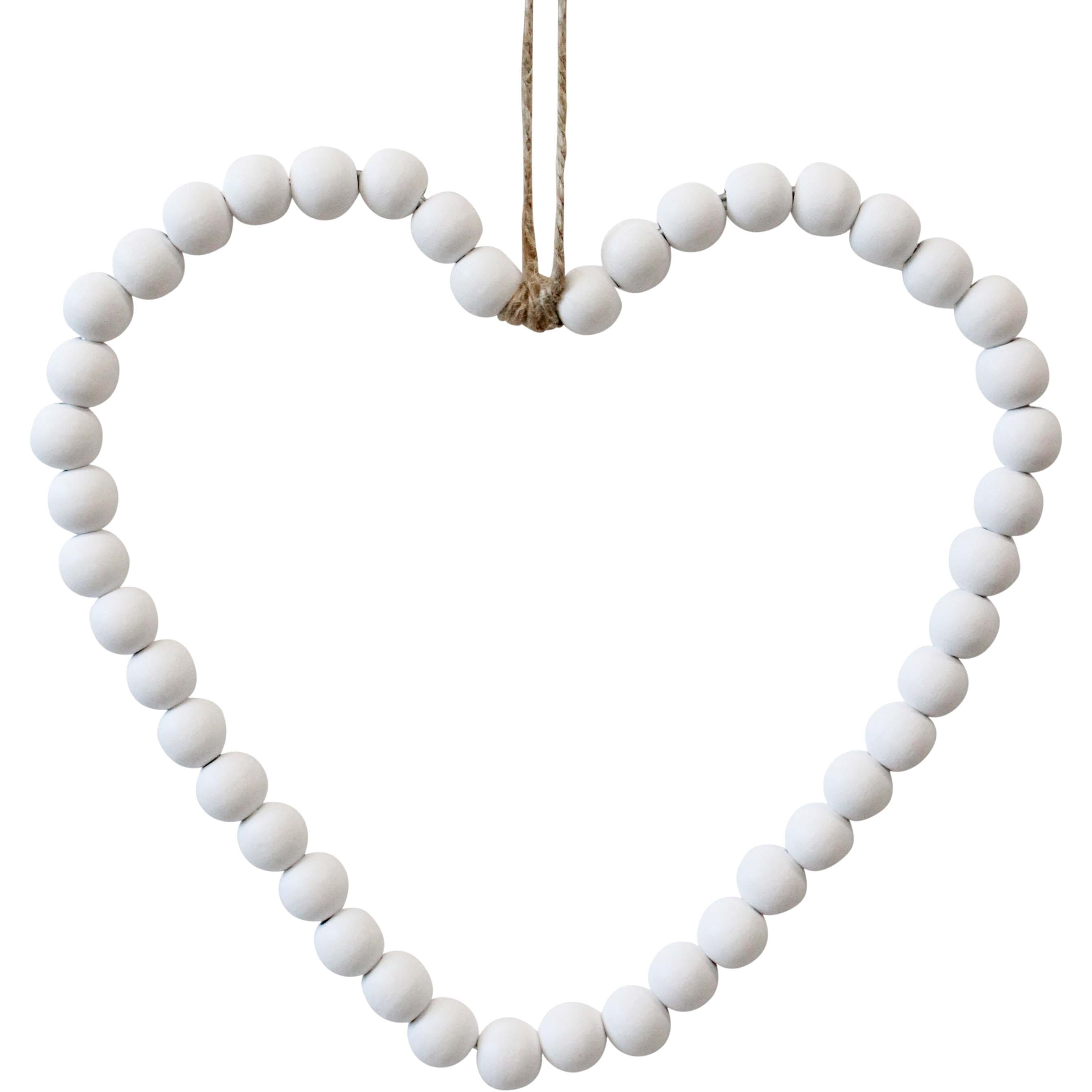 Beaded Heart White Sml