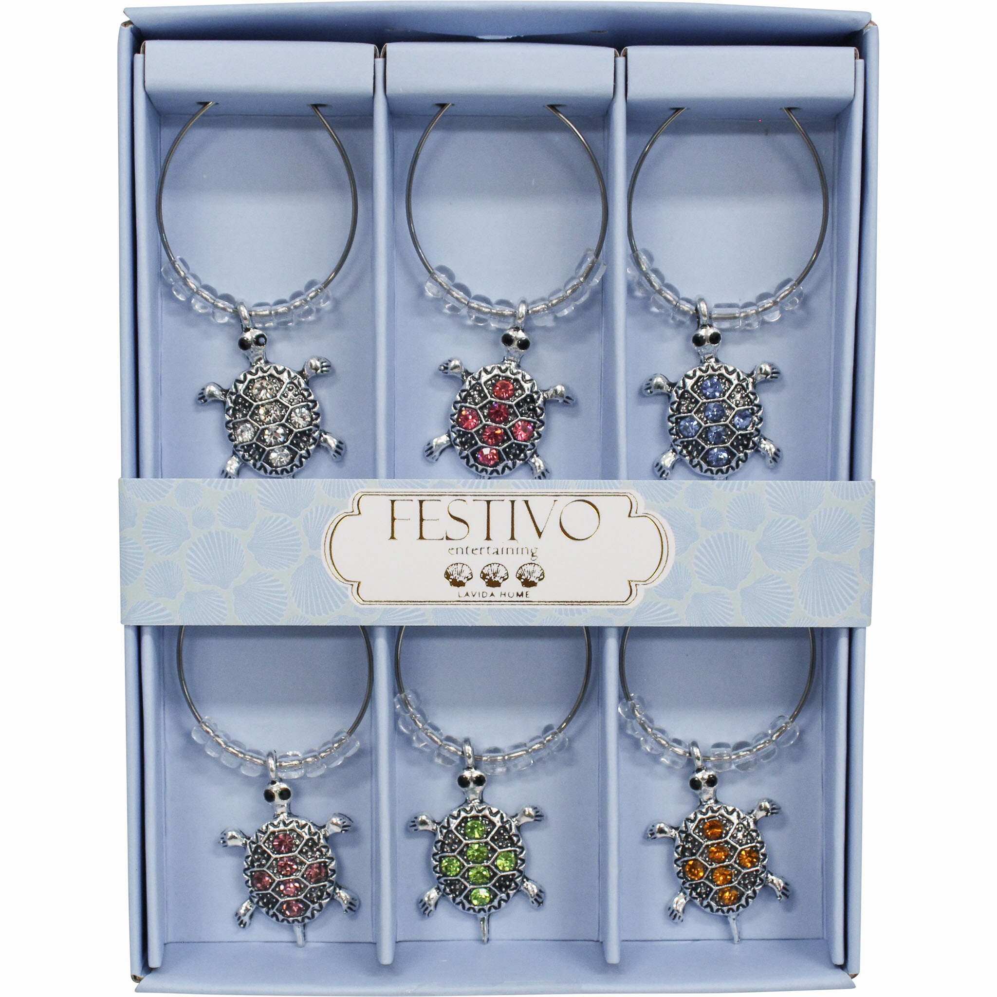 Wine Charms S/6 Turtle