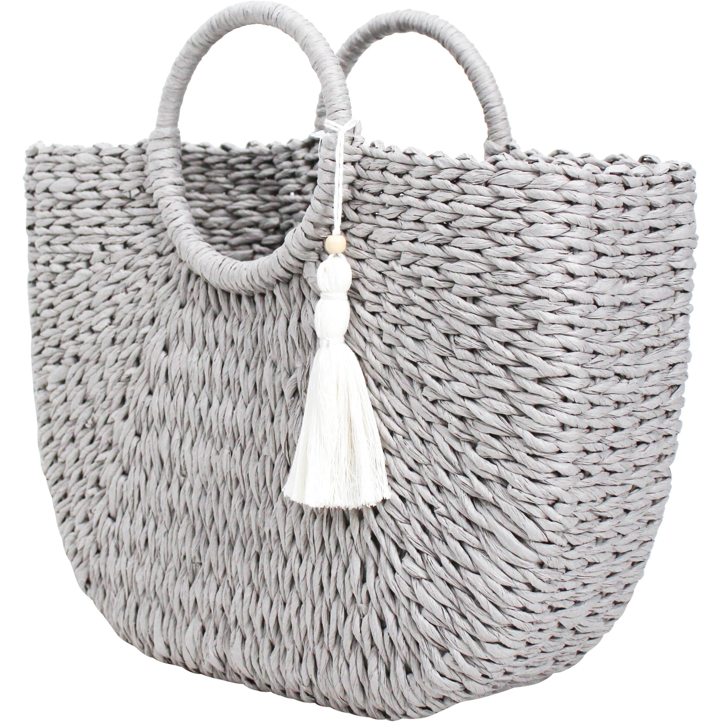 Shopper Basket Woven Pewter 