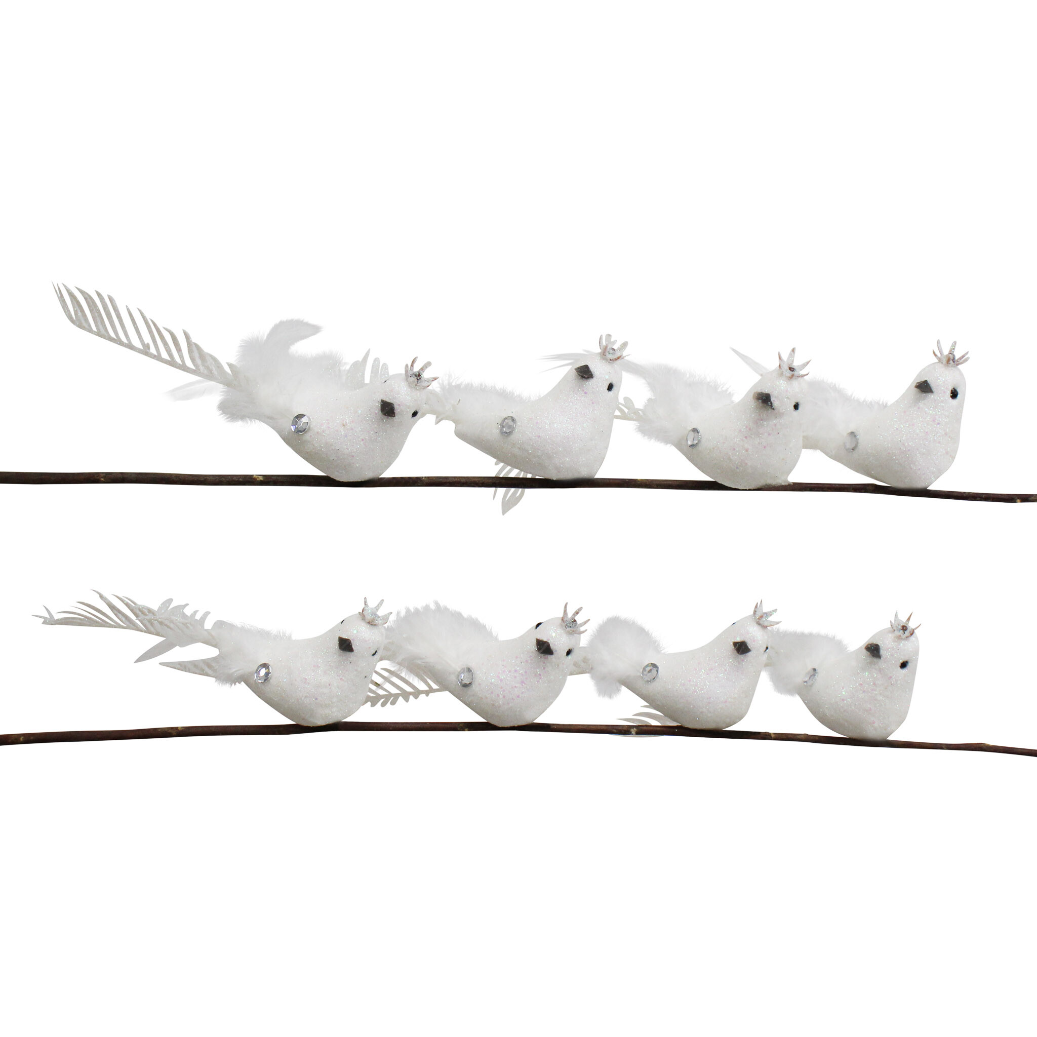 Clip Birds S/8 Leaf White