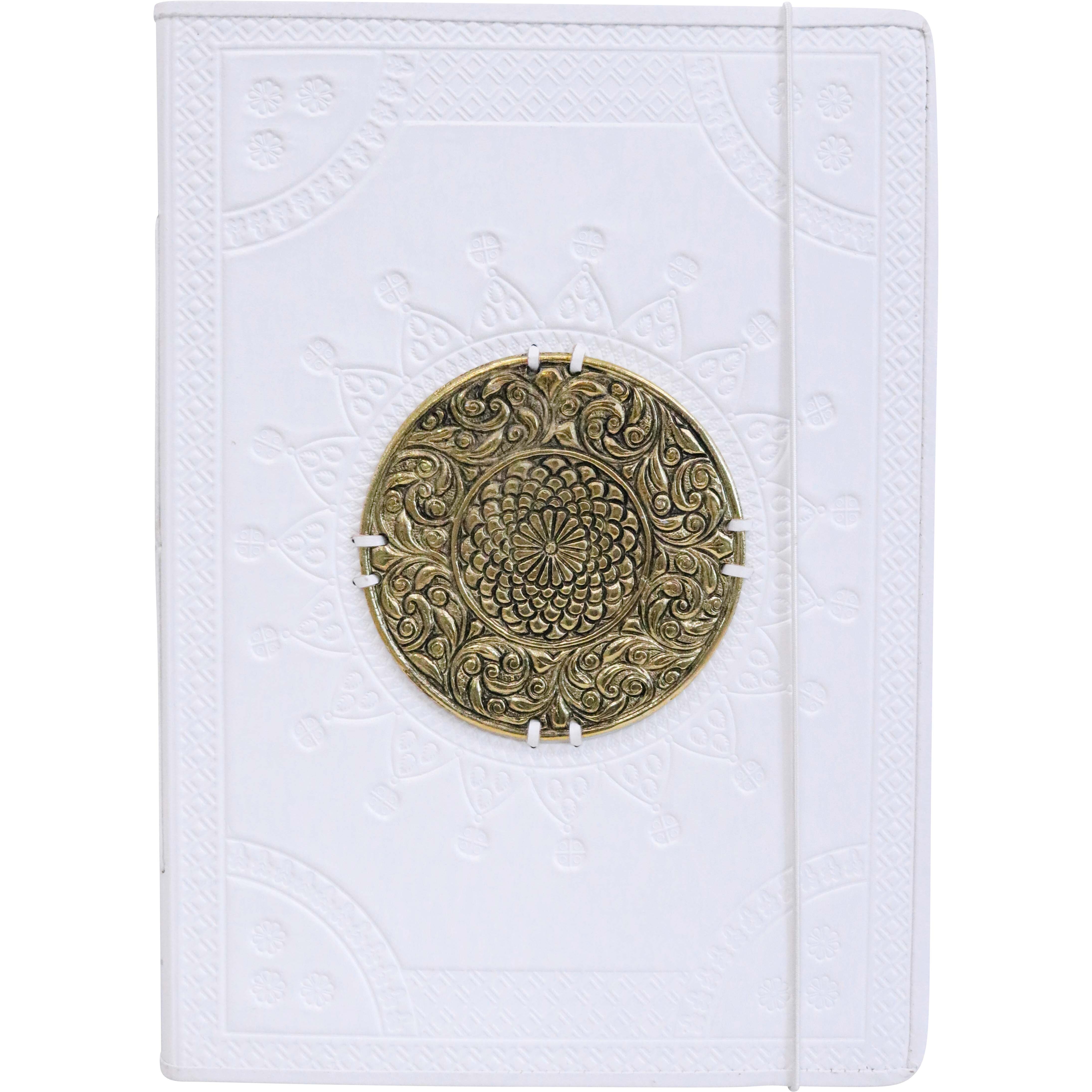 Leather N/Book Medallion Brass