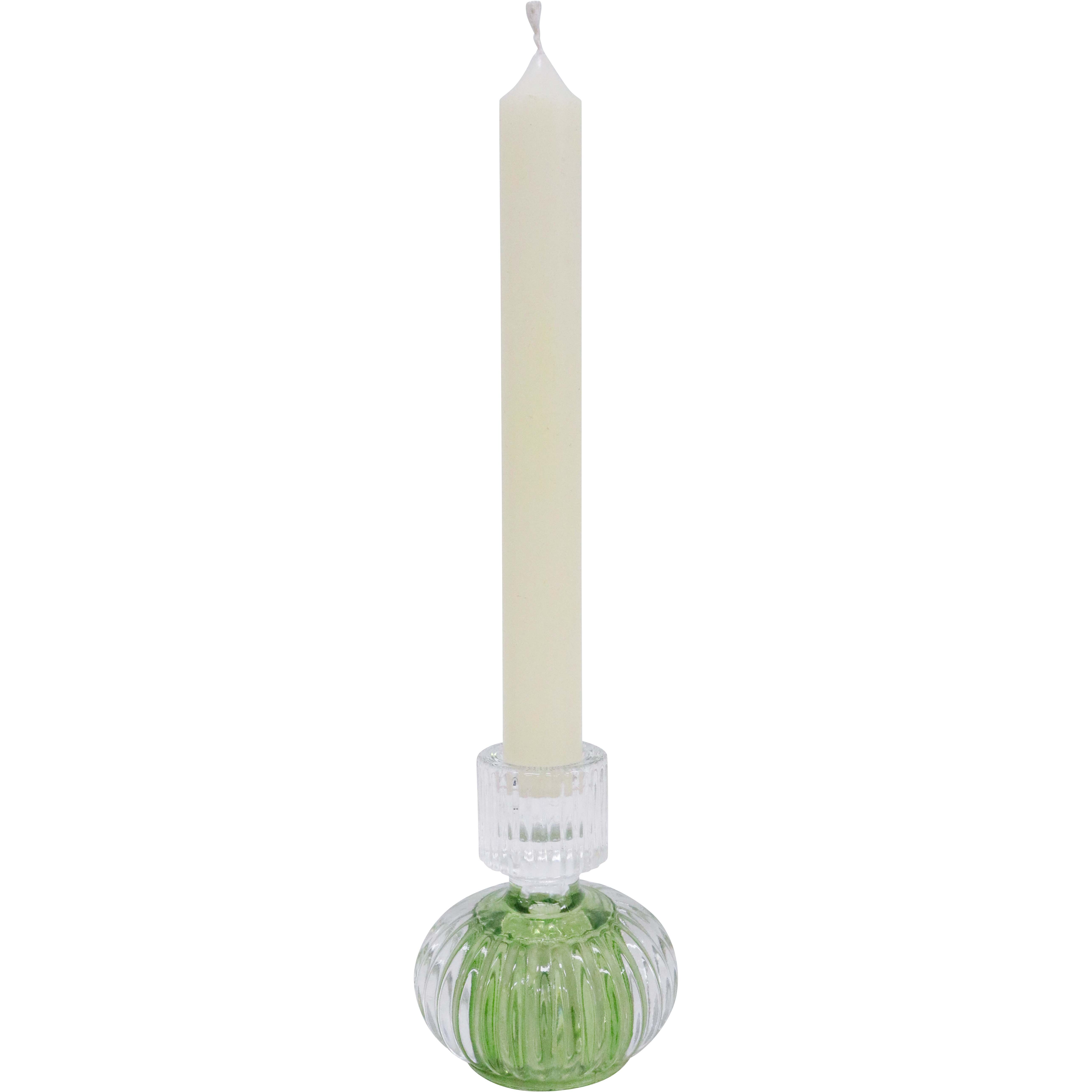 Double Sided Stackable Candle Holder Green/Clear