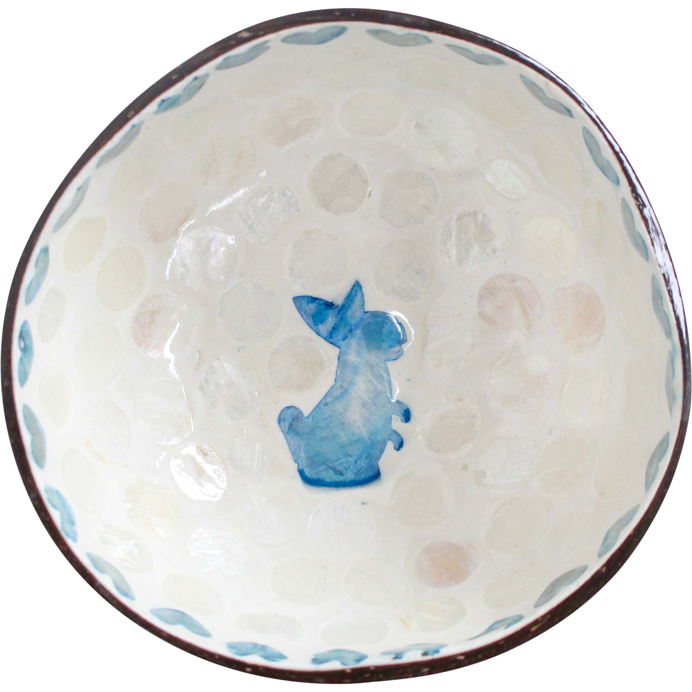 Coconut Bowl Rabbit Blue