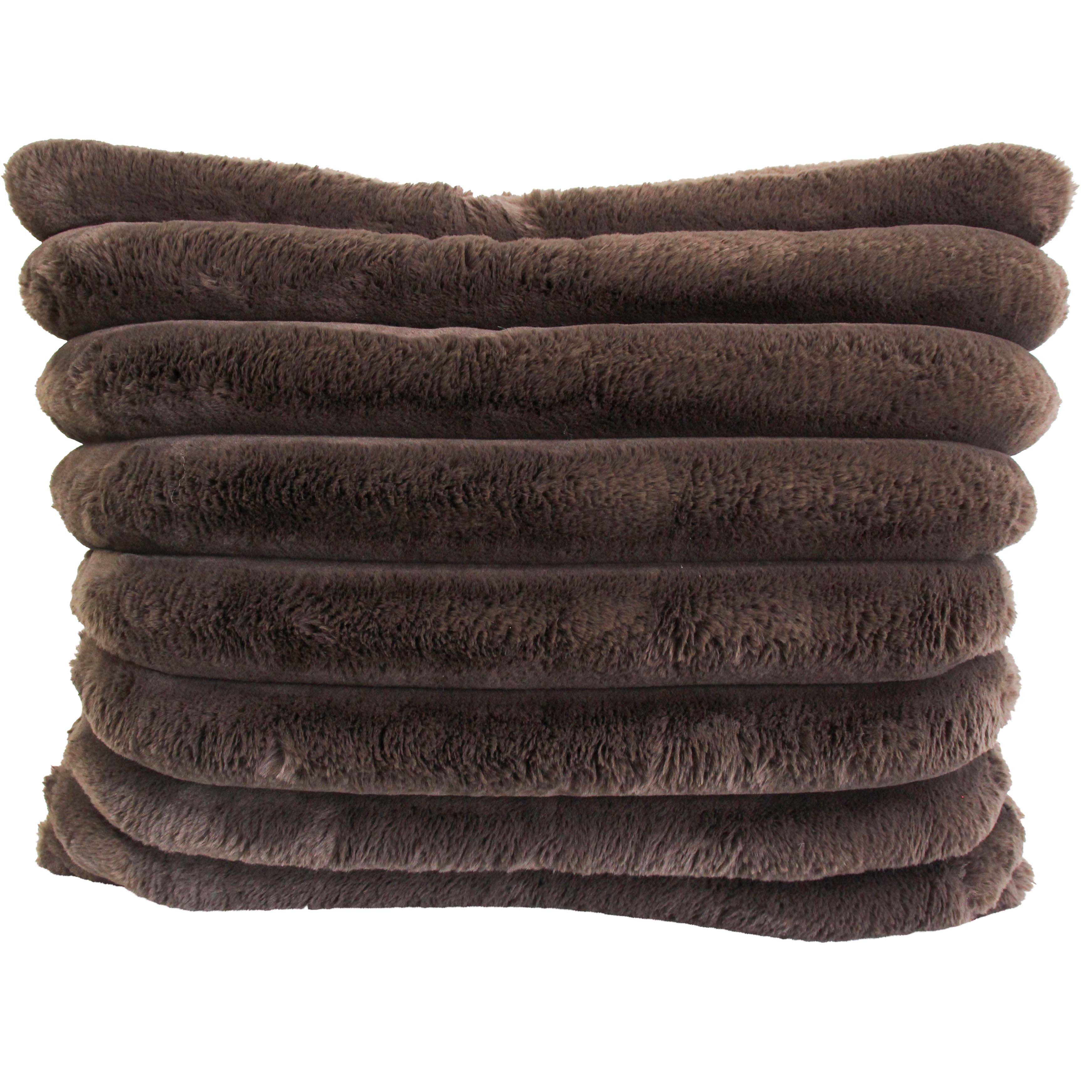 Puffer Faux Fur Double Sided Cushion Chocolate