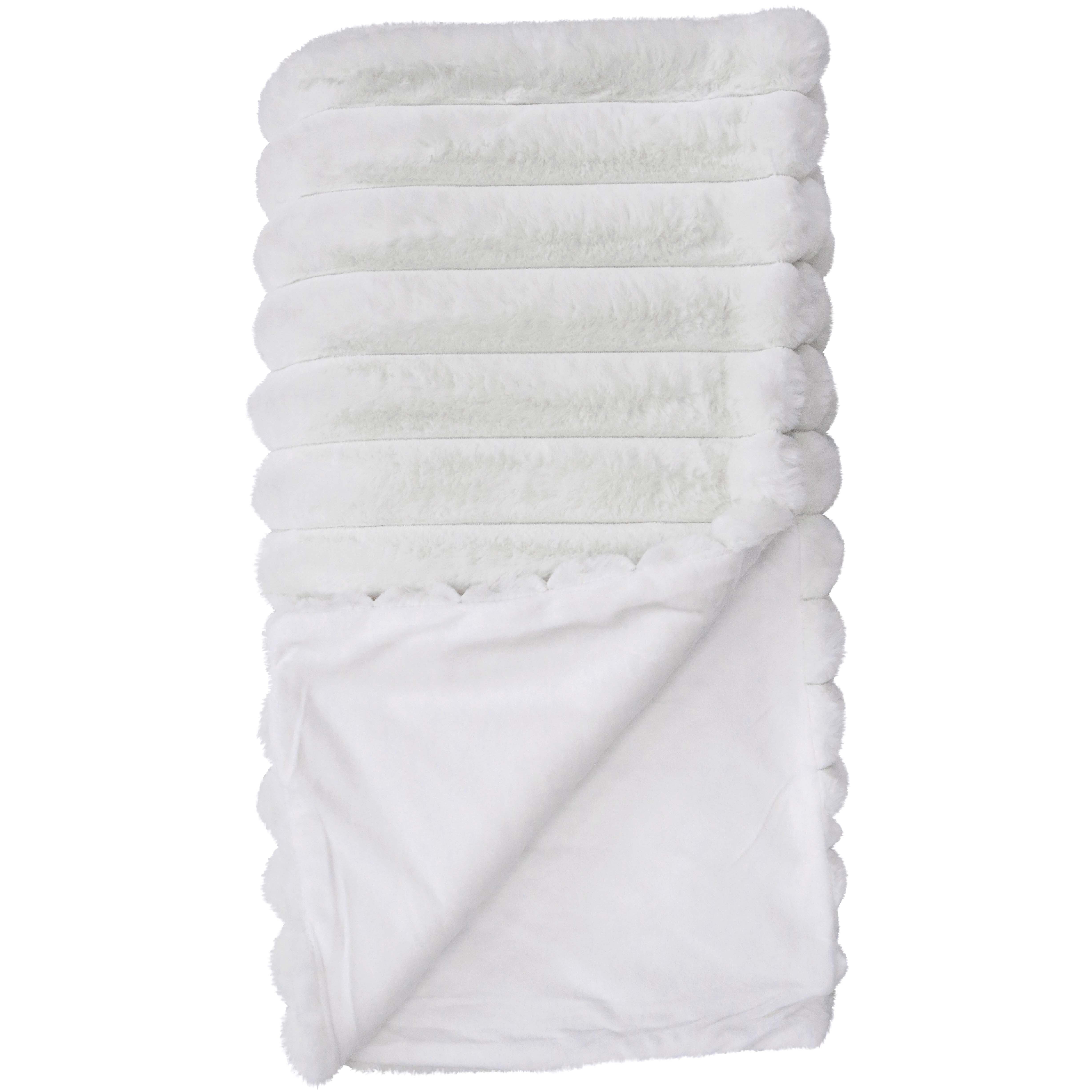 Puffer Faux Fur Blanket Ivory