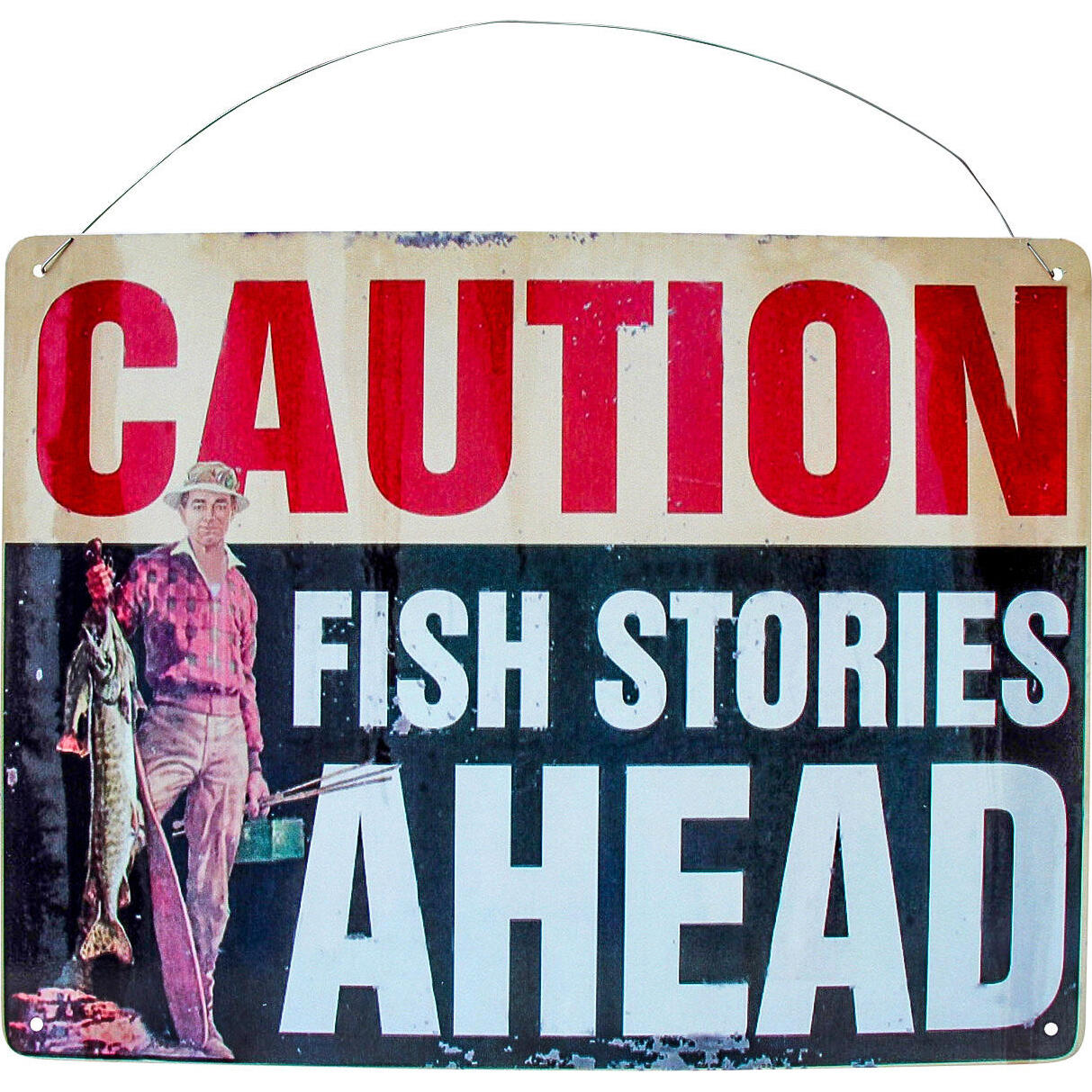 Sign Caution Fish Stories