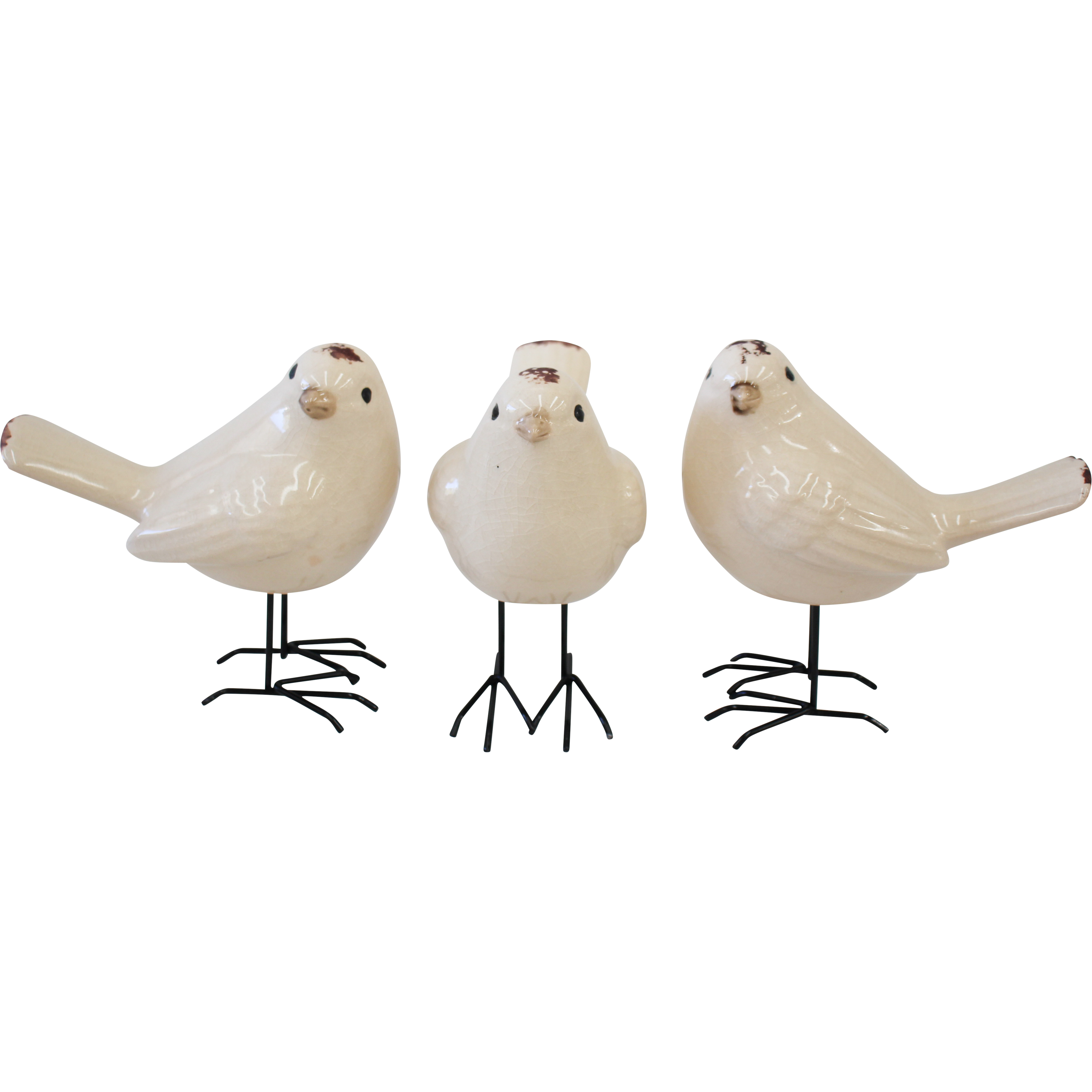 Birds On Legs S/3 White