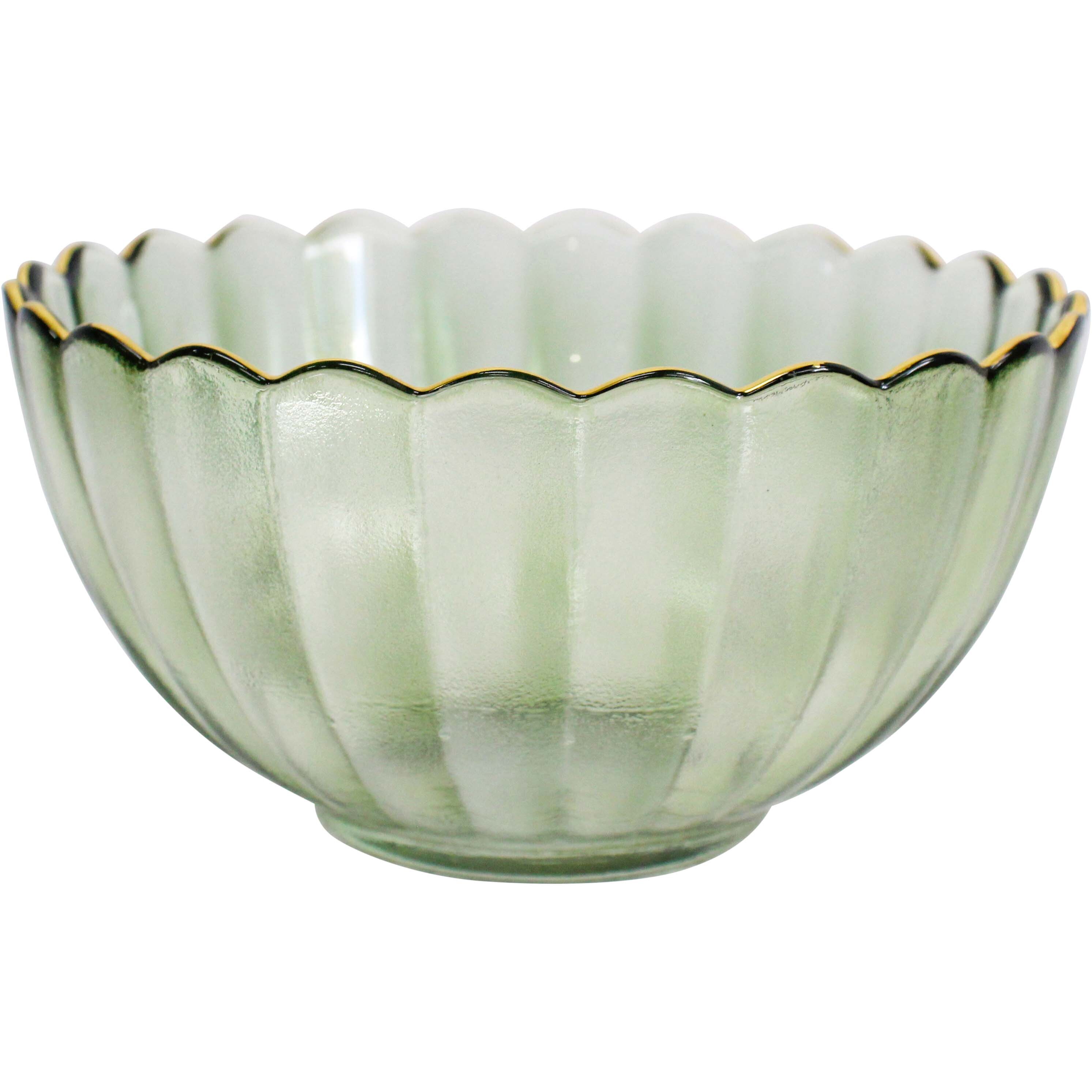 Glass Bowl Med Moss/Gold