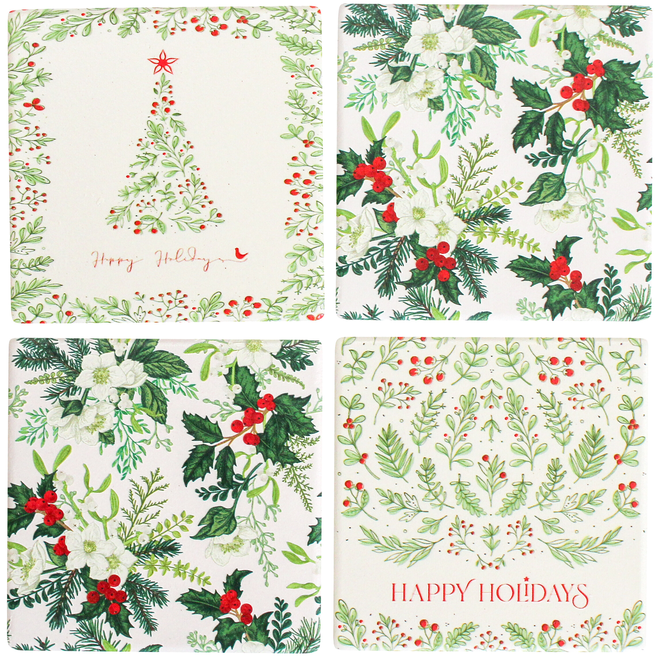 Coasters Vintage Green Xmas