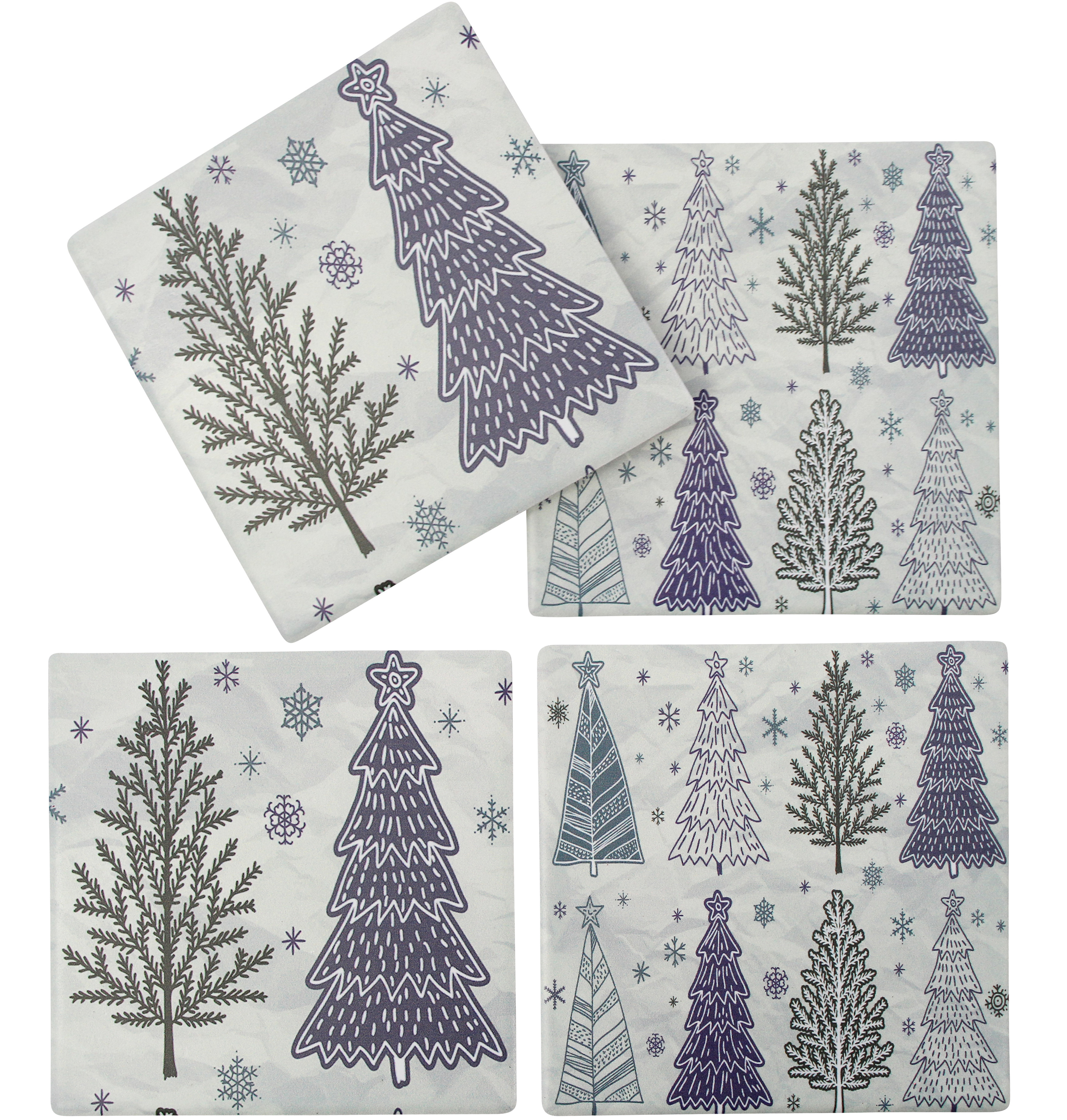 Coasters Lilac and Sage Christmas S/4