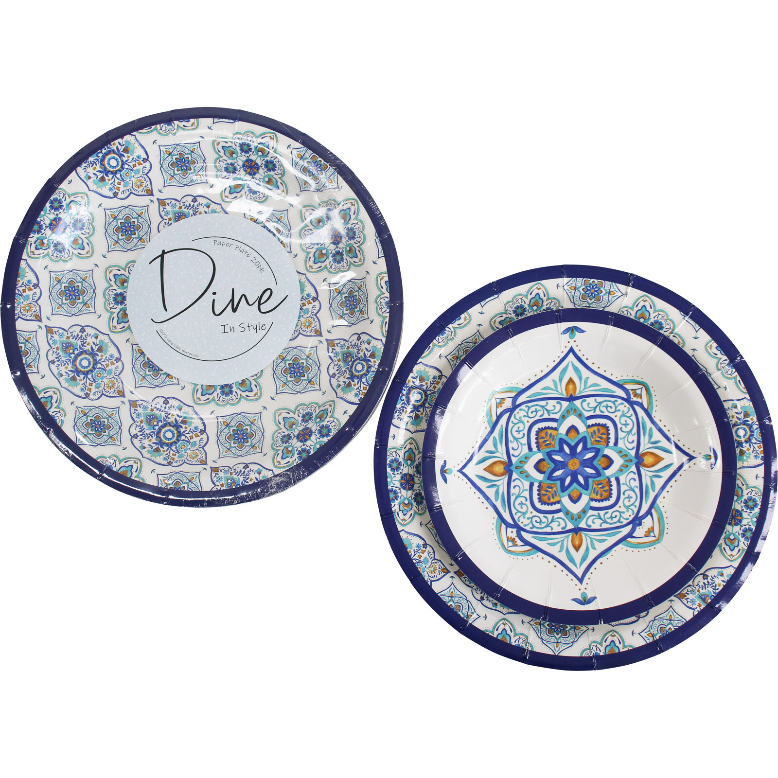 Paper Plate Set/20 Moroc Lrg