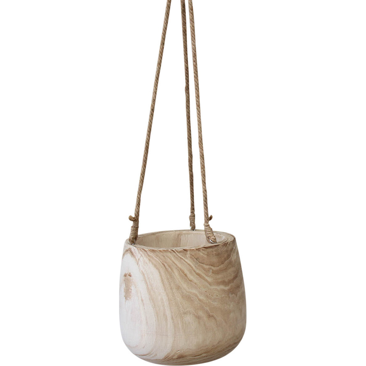 Wood Hanging Pot Natural Lrg