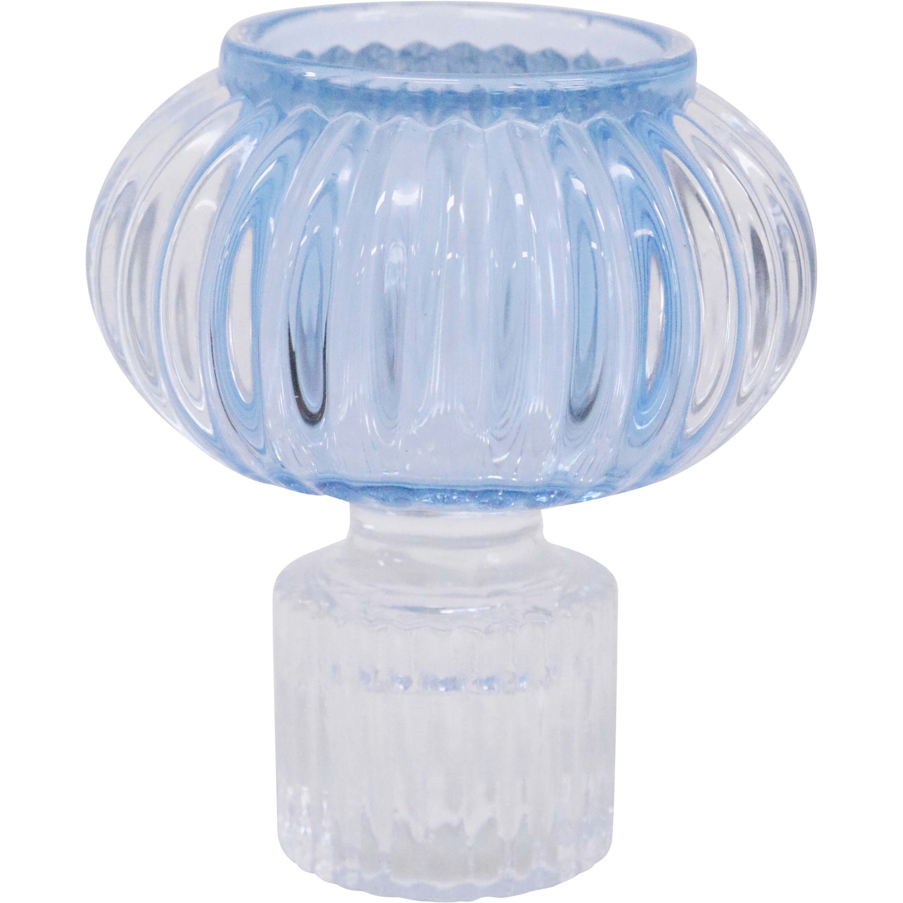 Double Sided Stackable Candle Holder Blue/Clear