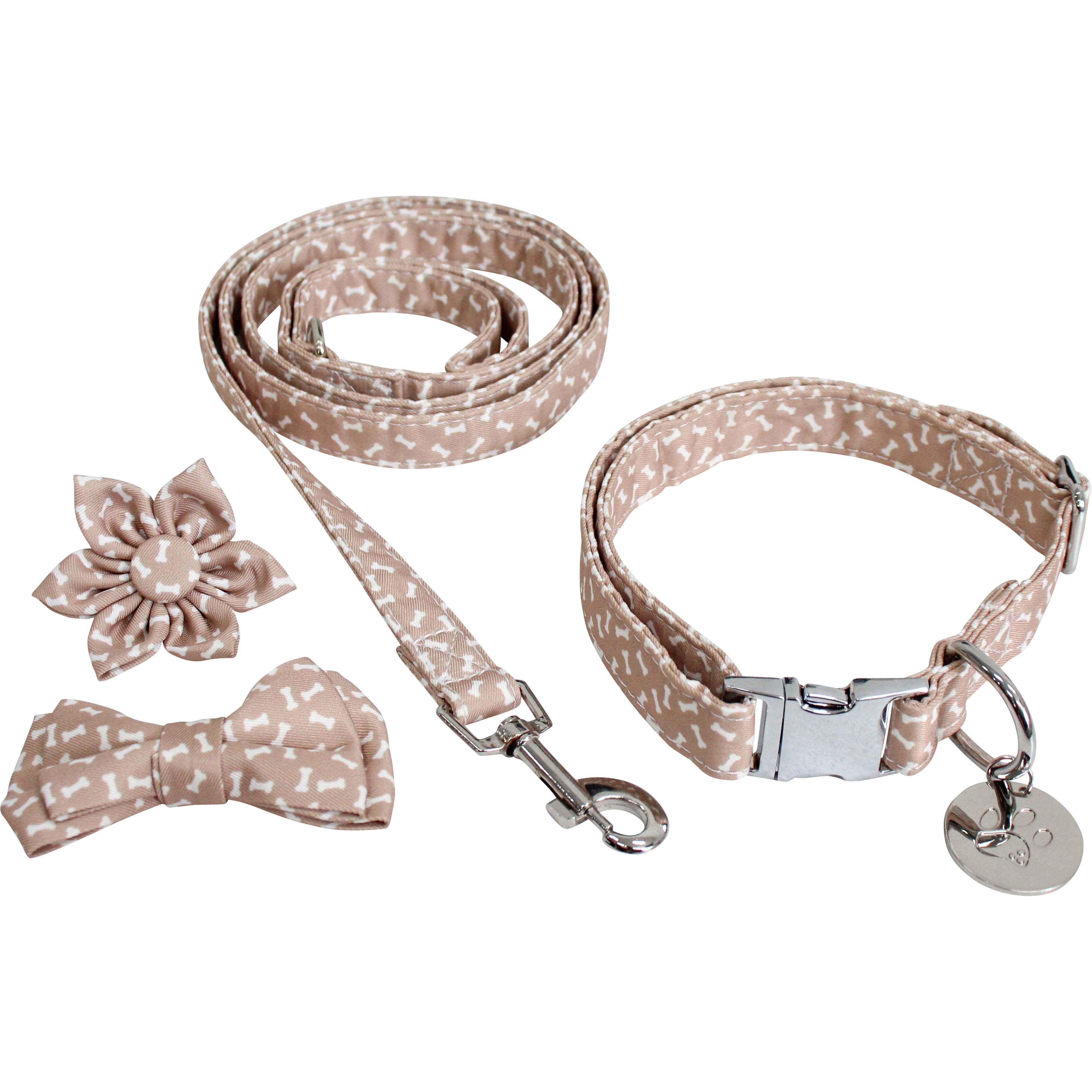 Collar & Accs Set M-L Bones Beige