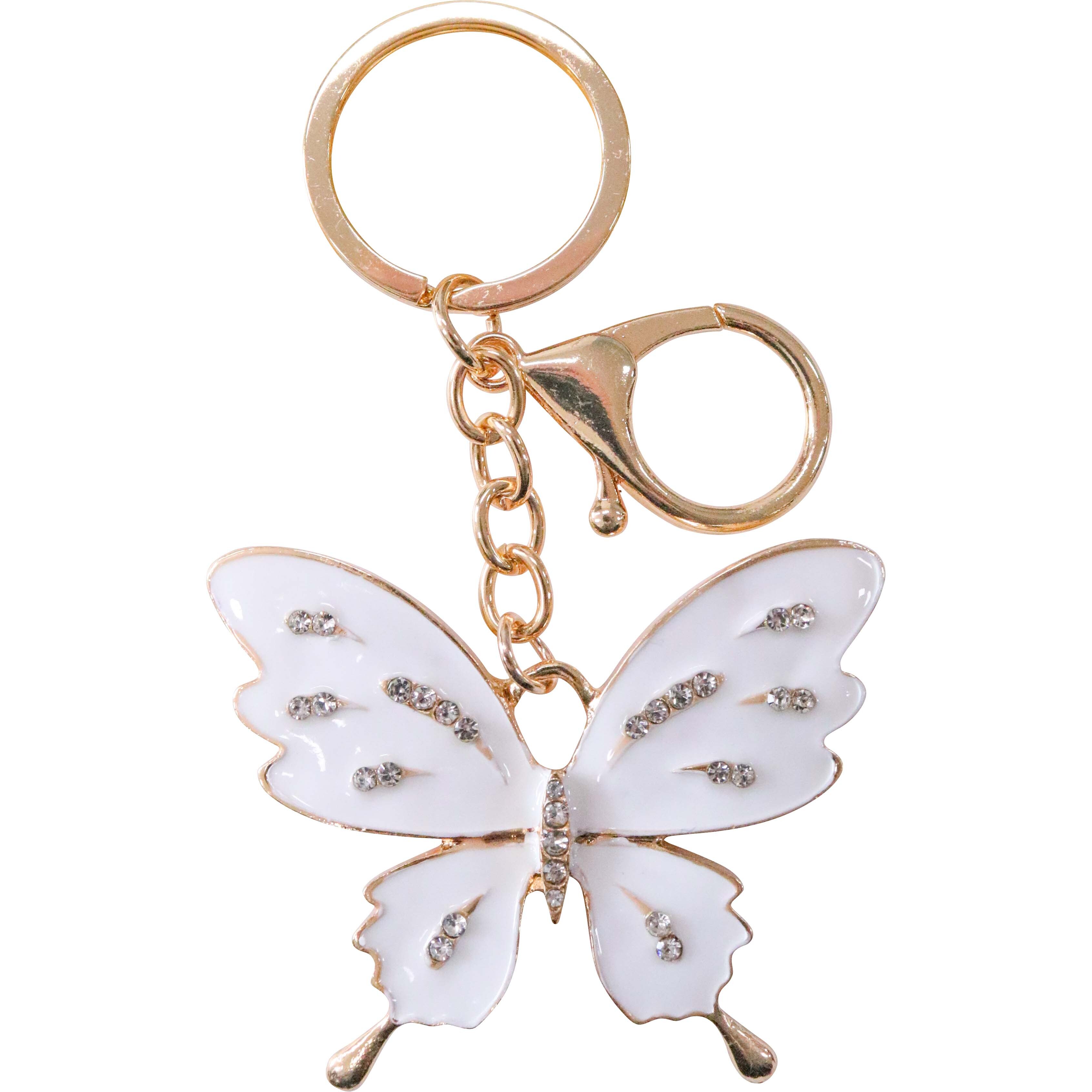 Keyring White Butterfly