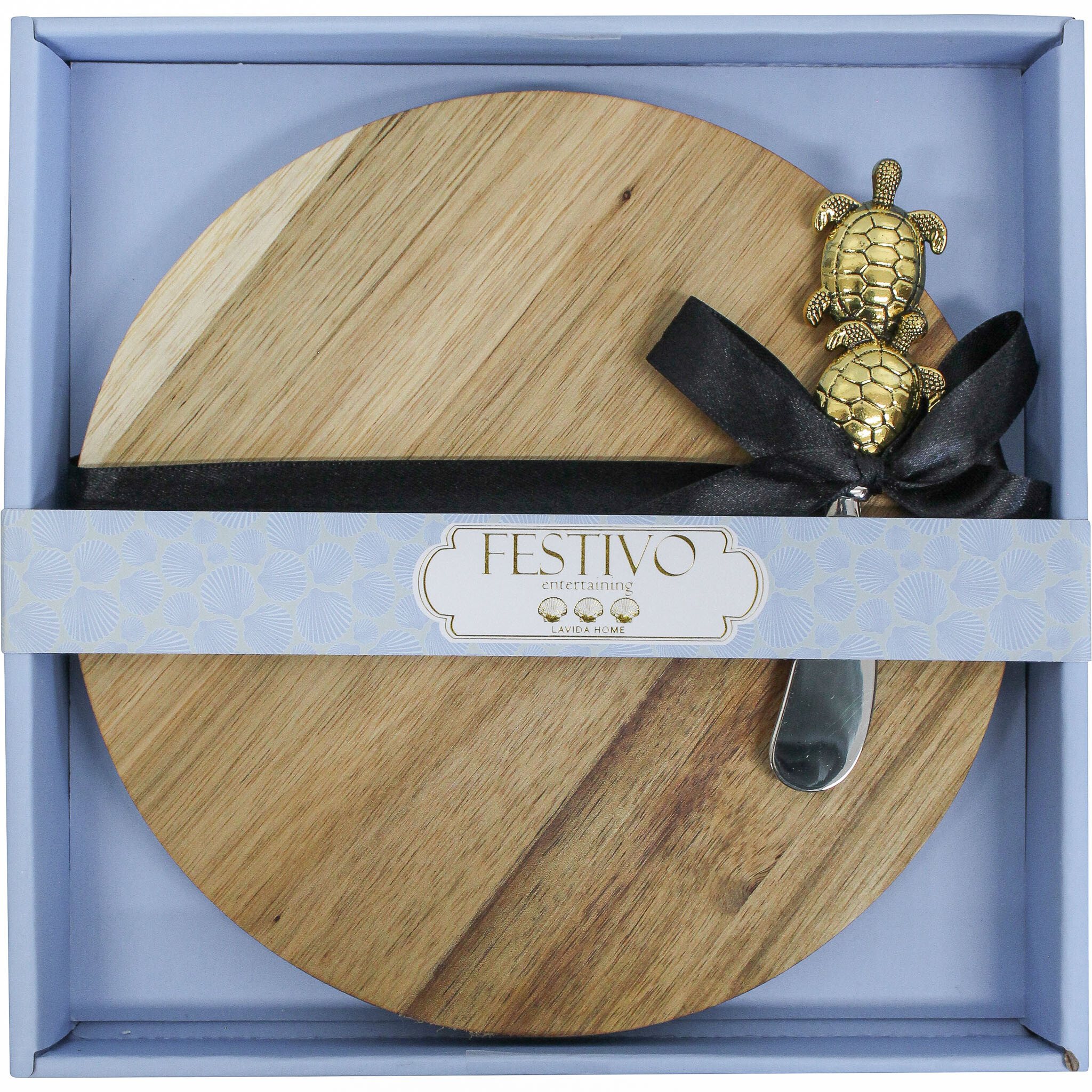 Acacia Round Board/Turtle Spreader Set