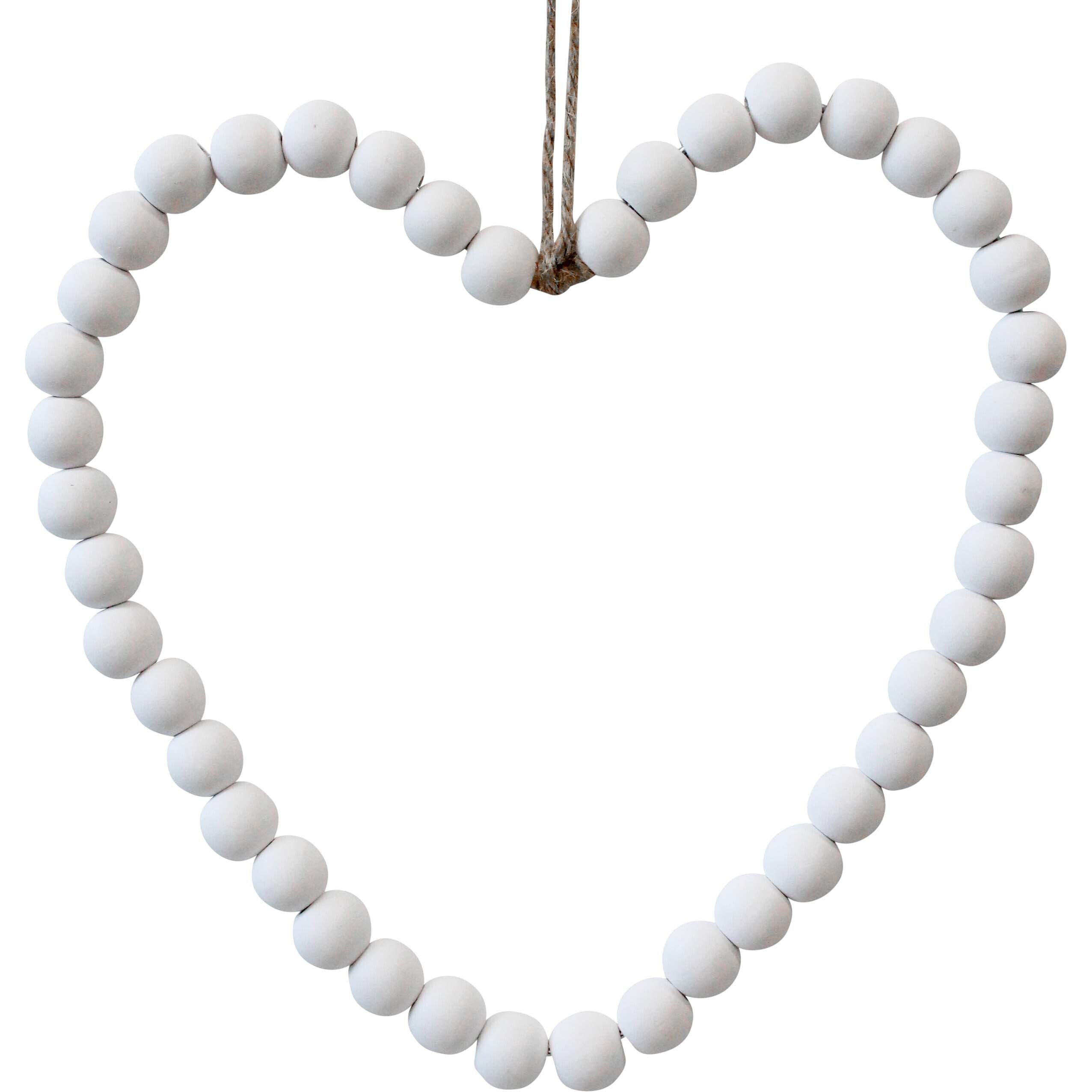 Beaded Heart White Med