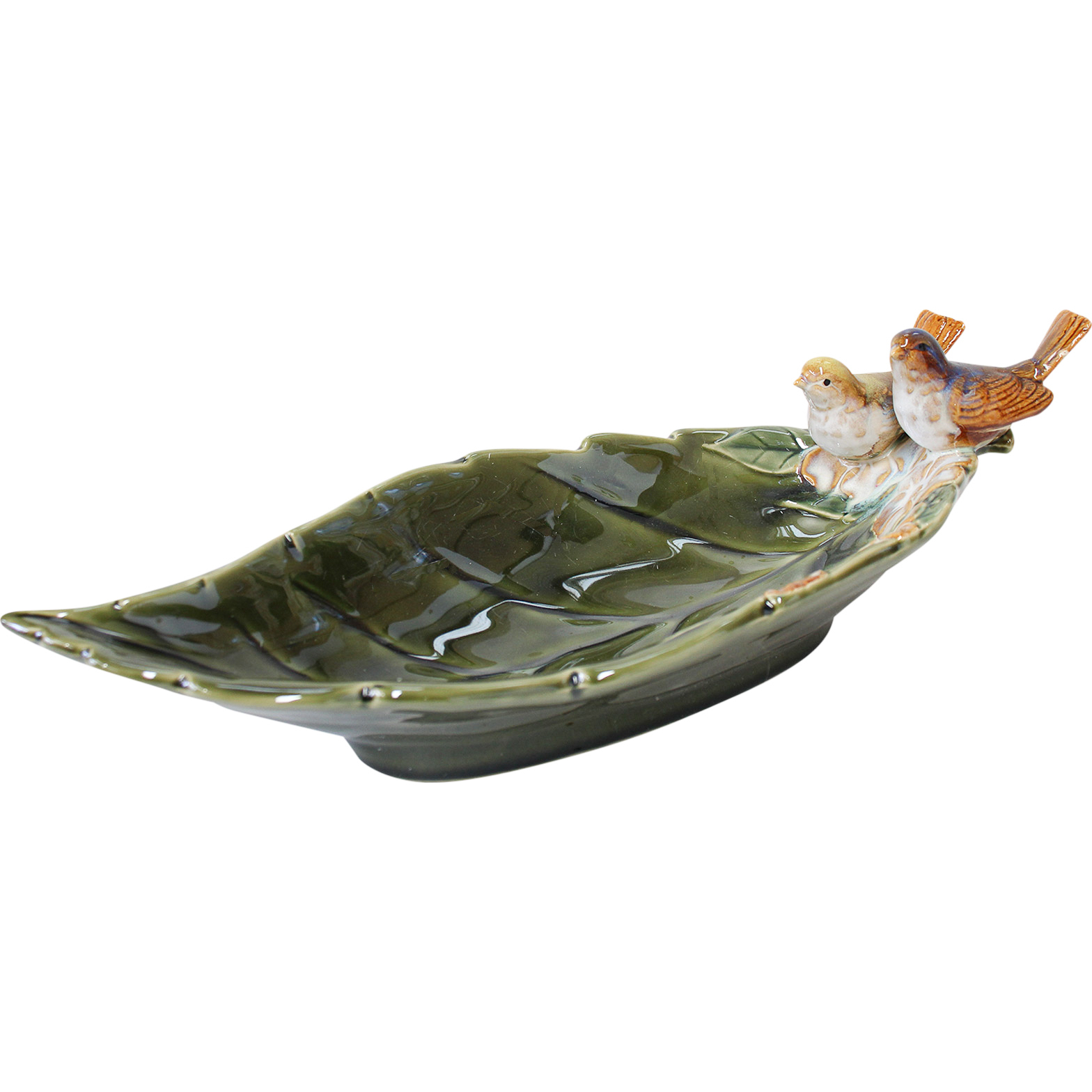 Leaf Plate Lrg Long w/ Birds