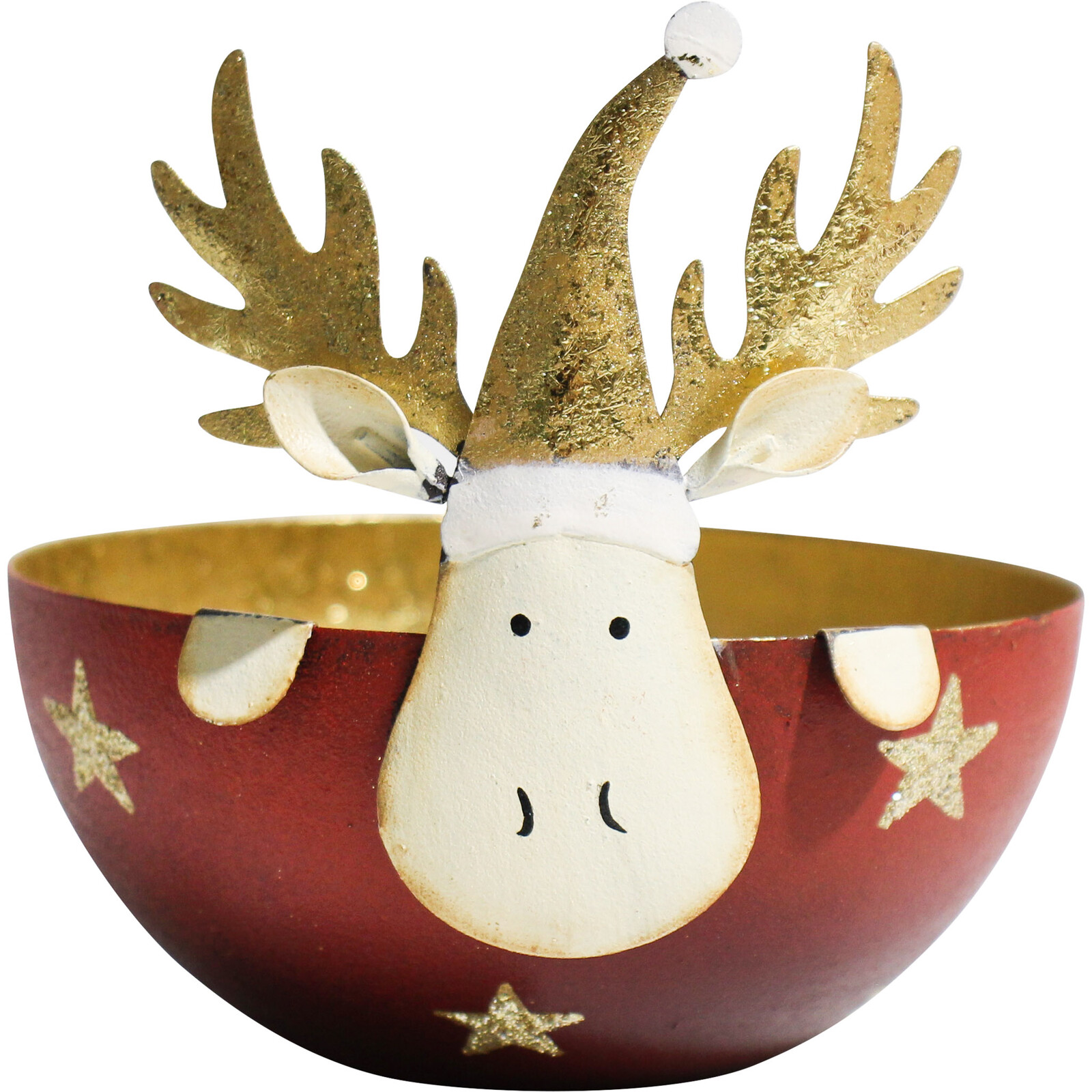 Reindeer Bowl Red/Gold Lrg