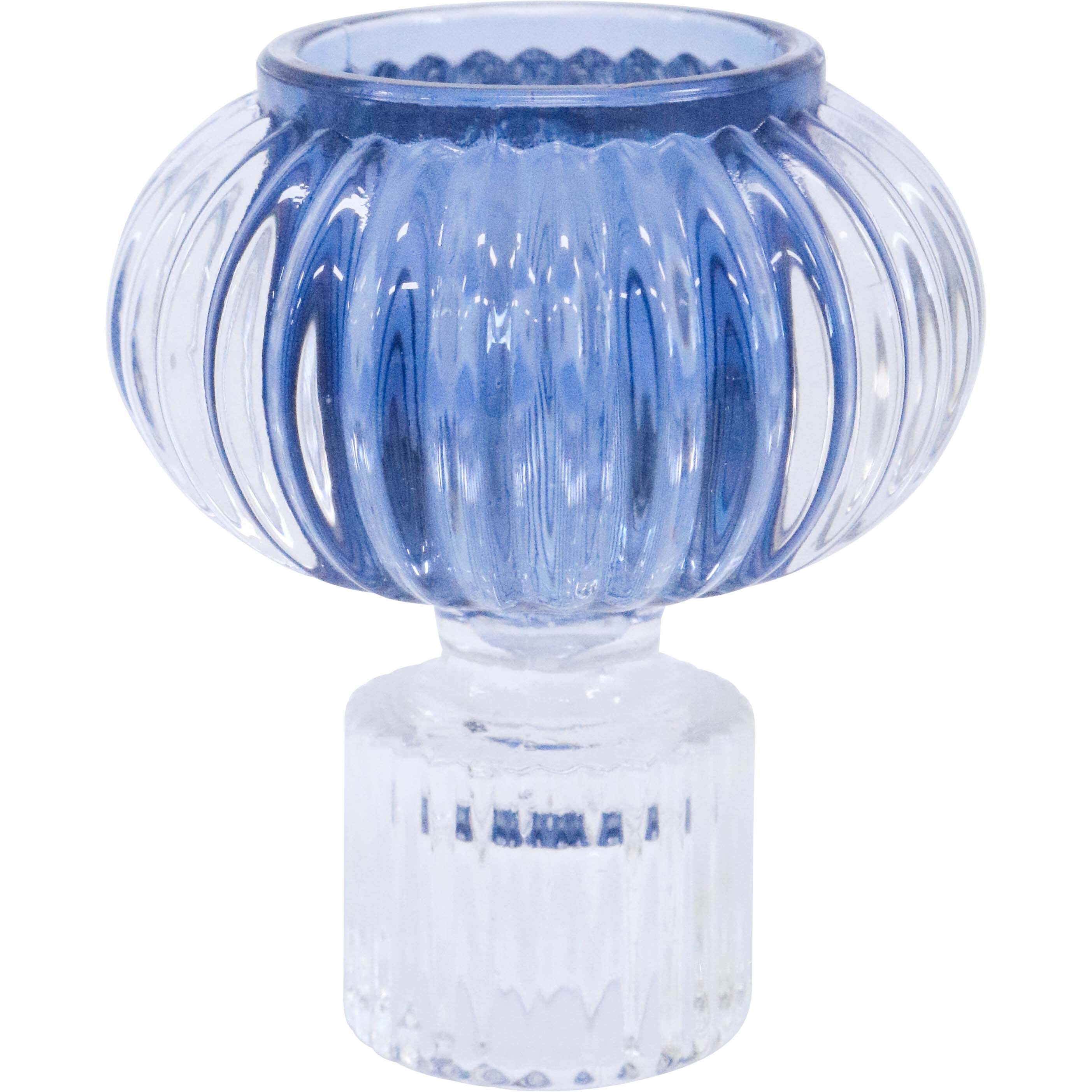 Double Sided Stackable Candle Holder Blue/Clear