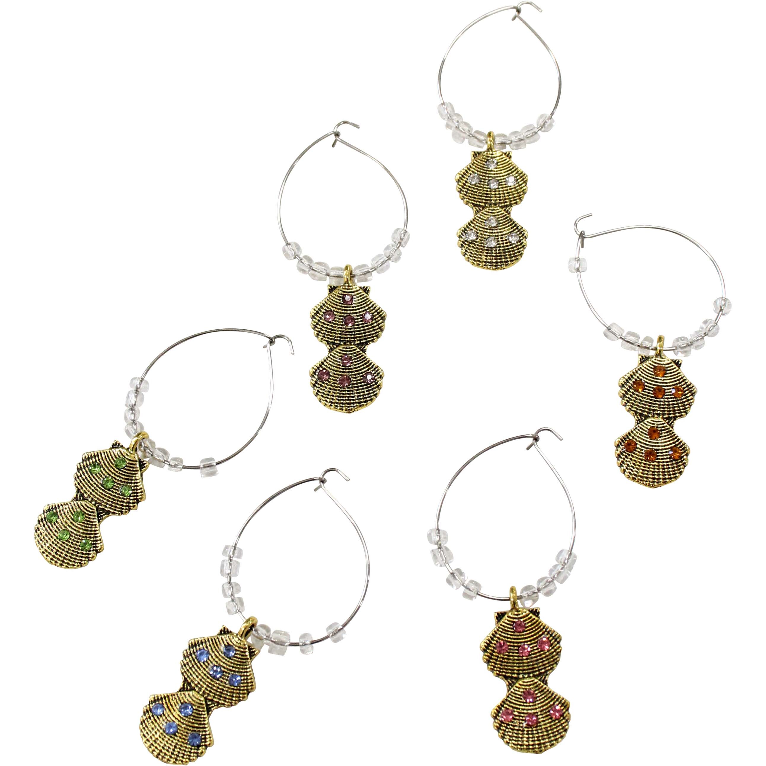 Wine Charms S/6 Double Shell