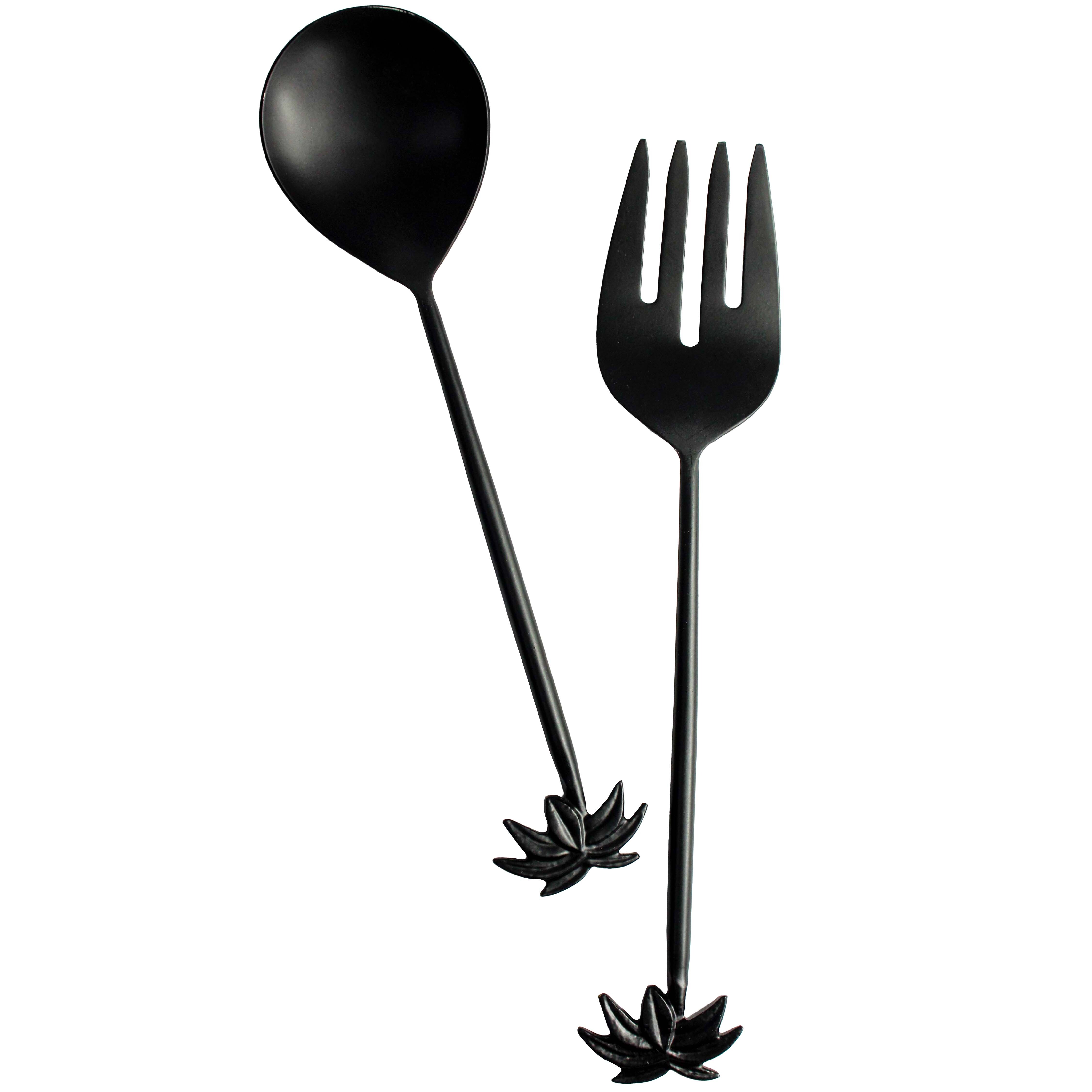 Palm Salad Server Classic Black S/2