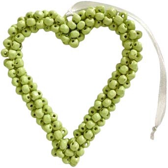 Bead Heart Hanger Green Med