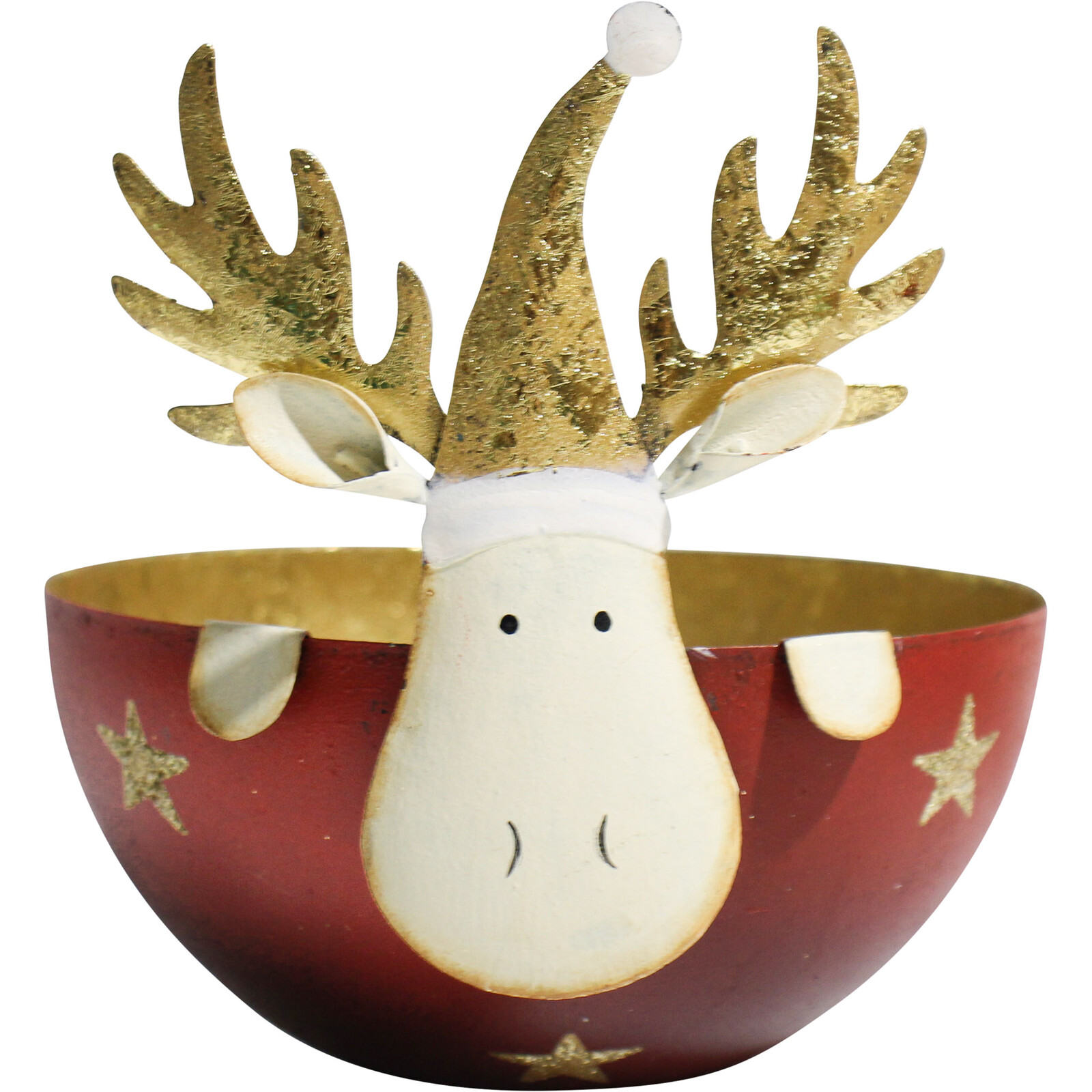 Reindeer Bowl Red/Gold Sml
