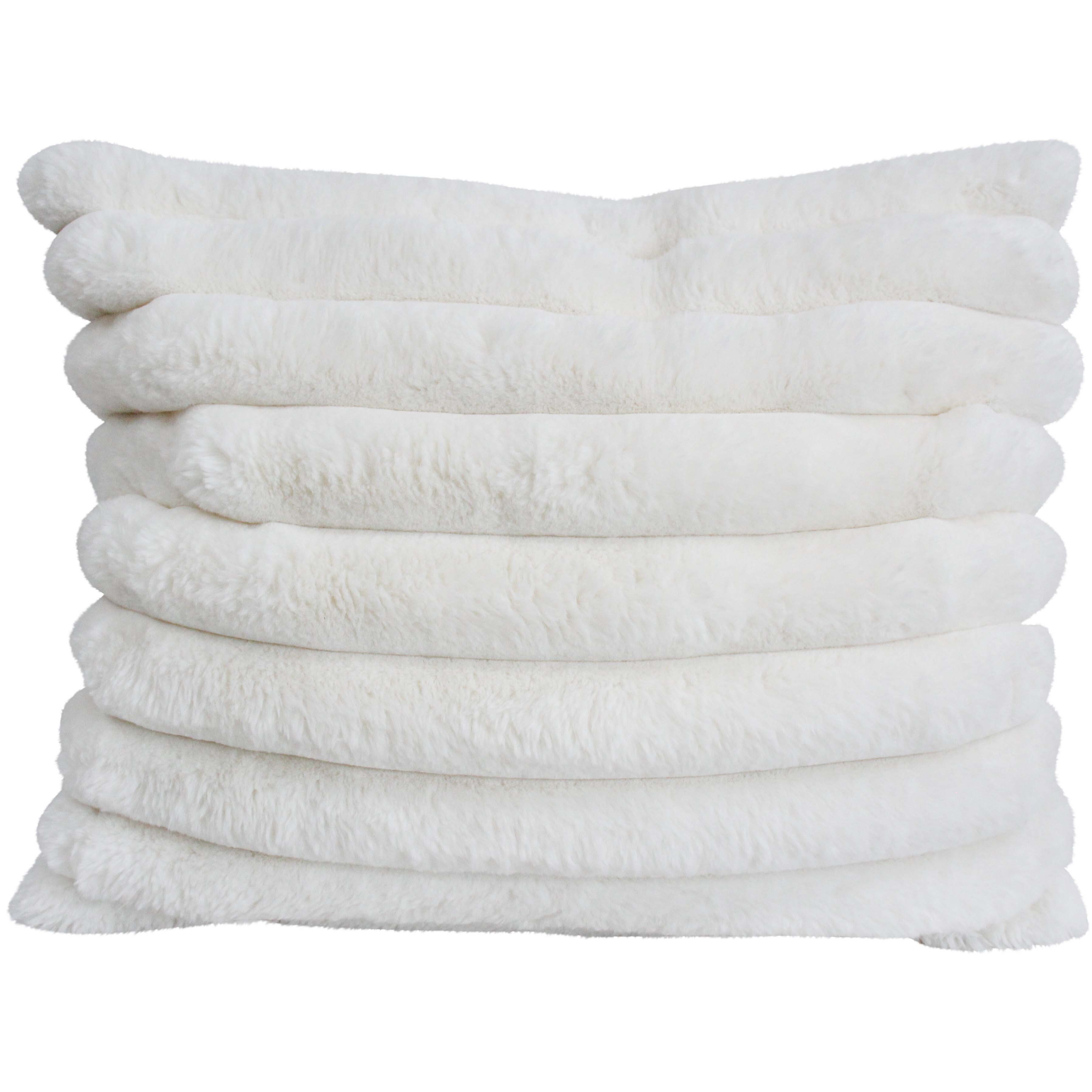 Puffer Faux Fur Double Sided Cushion Ivory