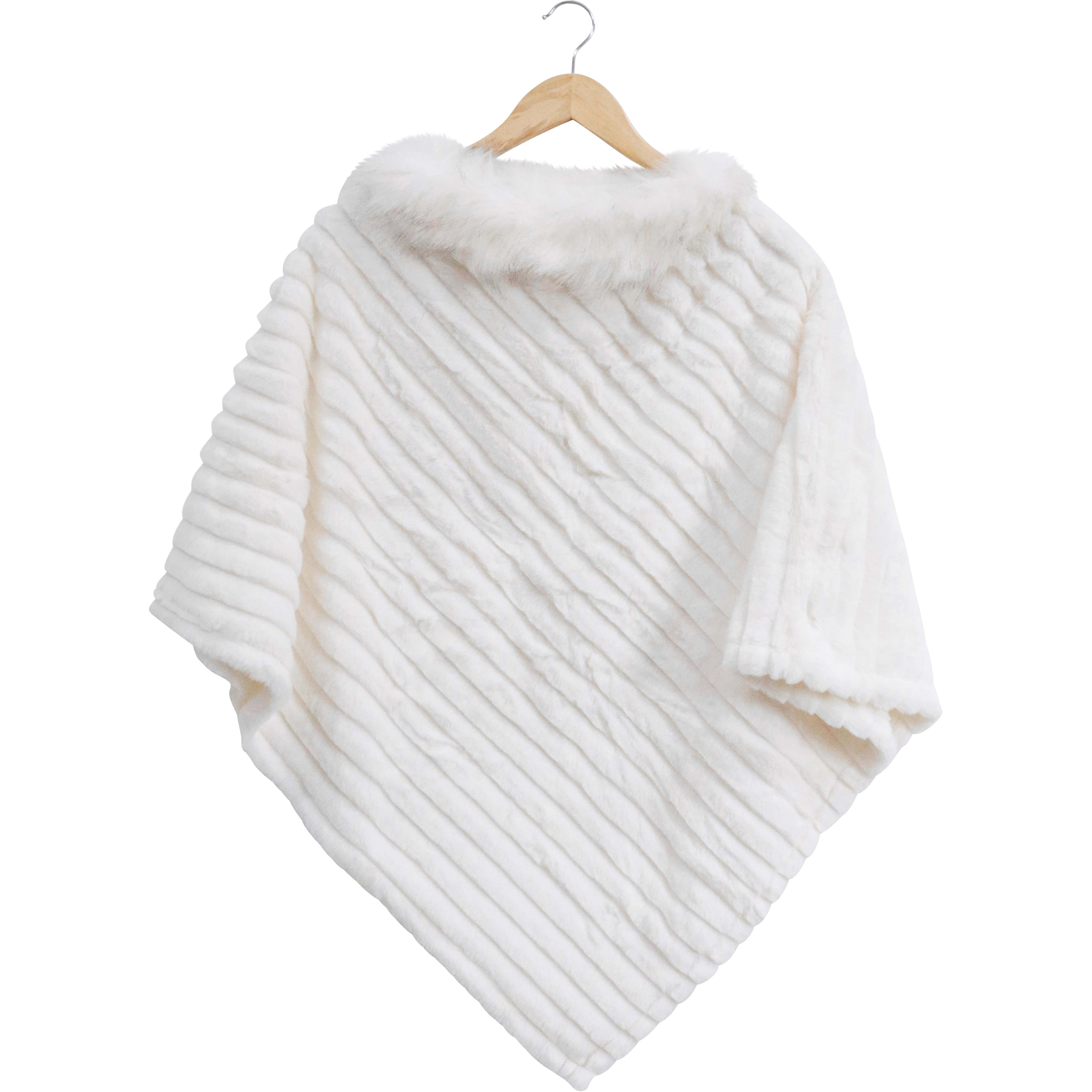 Knitted Poncho Faux Fur