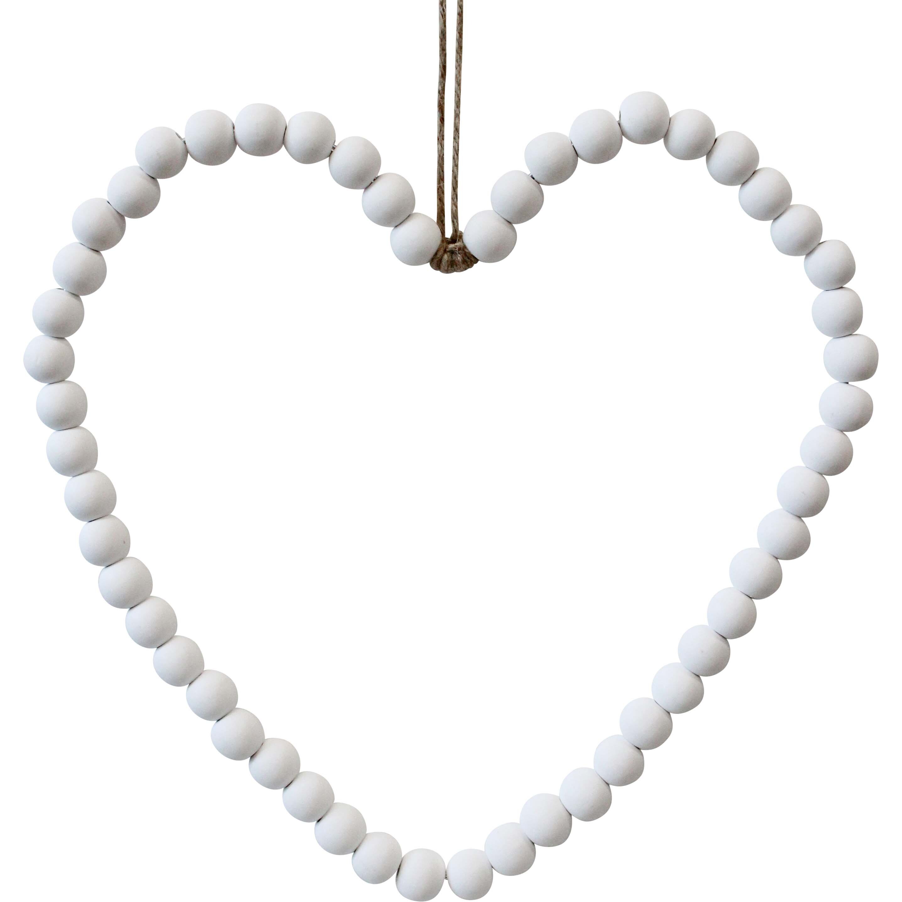 Beaded Heart White Lrg