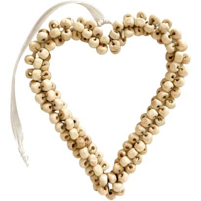 Bead Heart Hanger Ivory Med