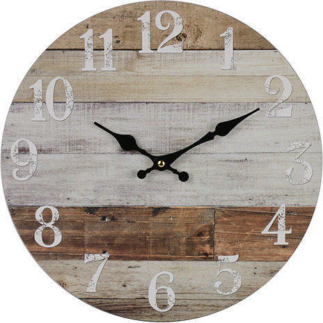 Clock Weathered Boards Sml 34cm