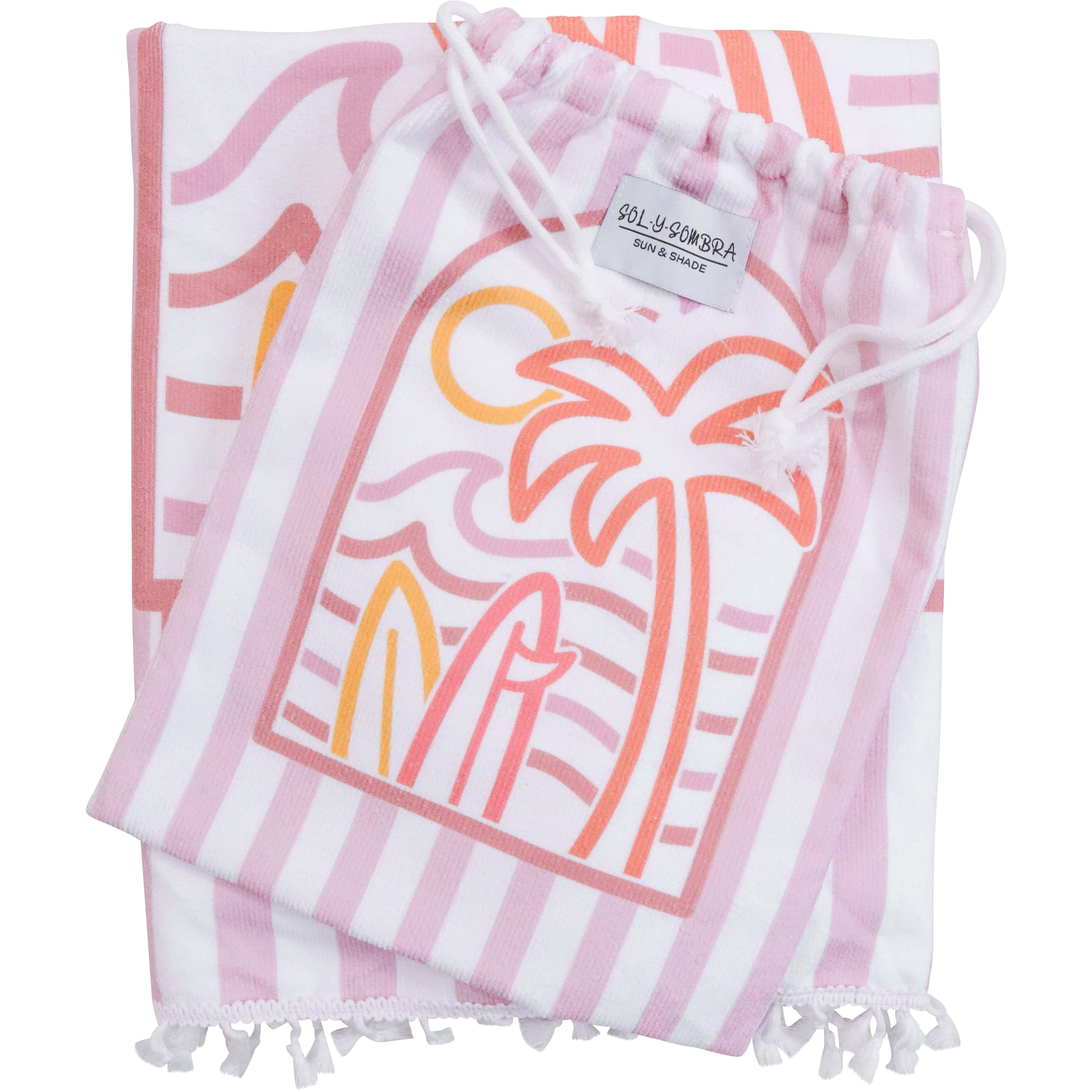 Kids Towel Poncho w/ Bag Summer Pinks