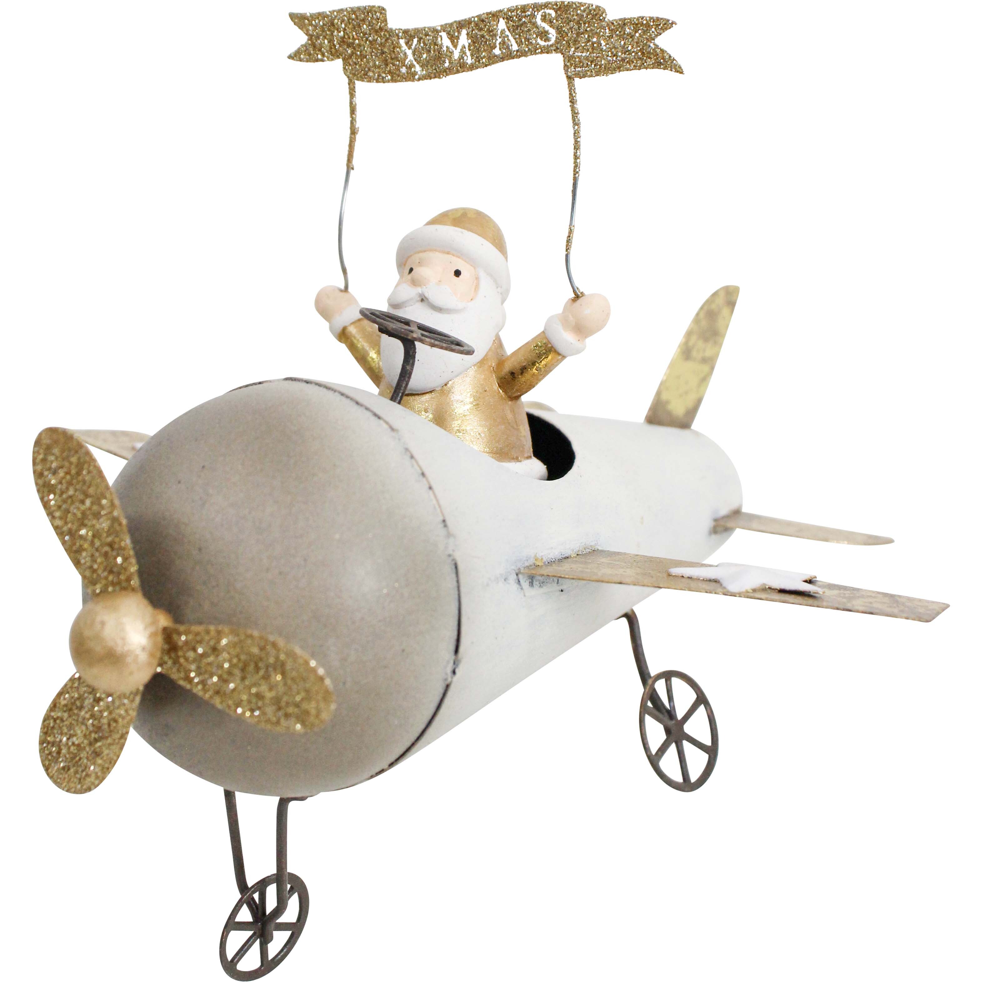 Metal Plane with Santa