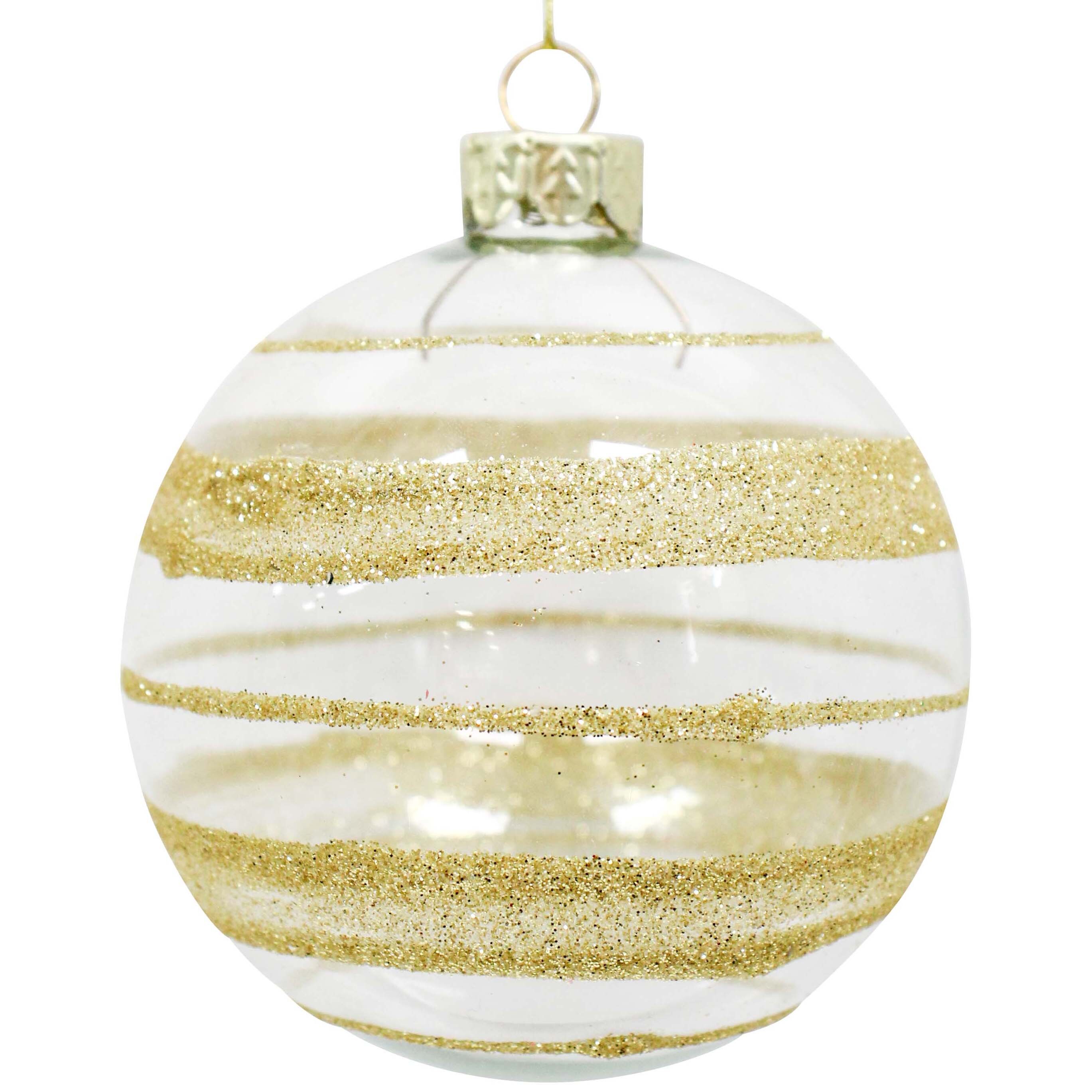 Glass Bauble Gold Stripe