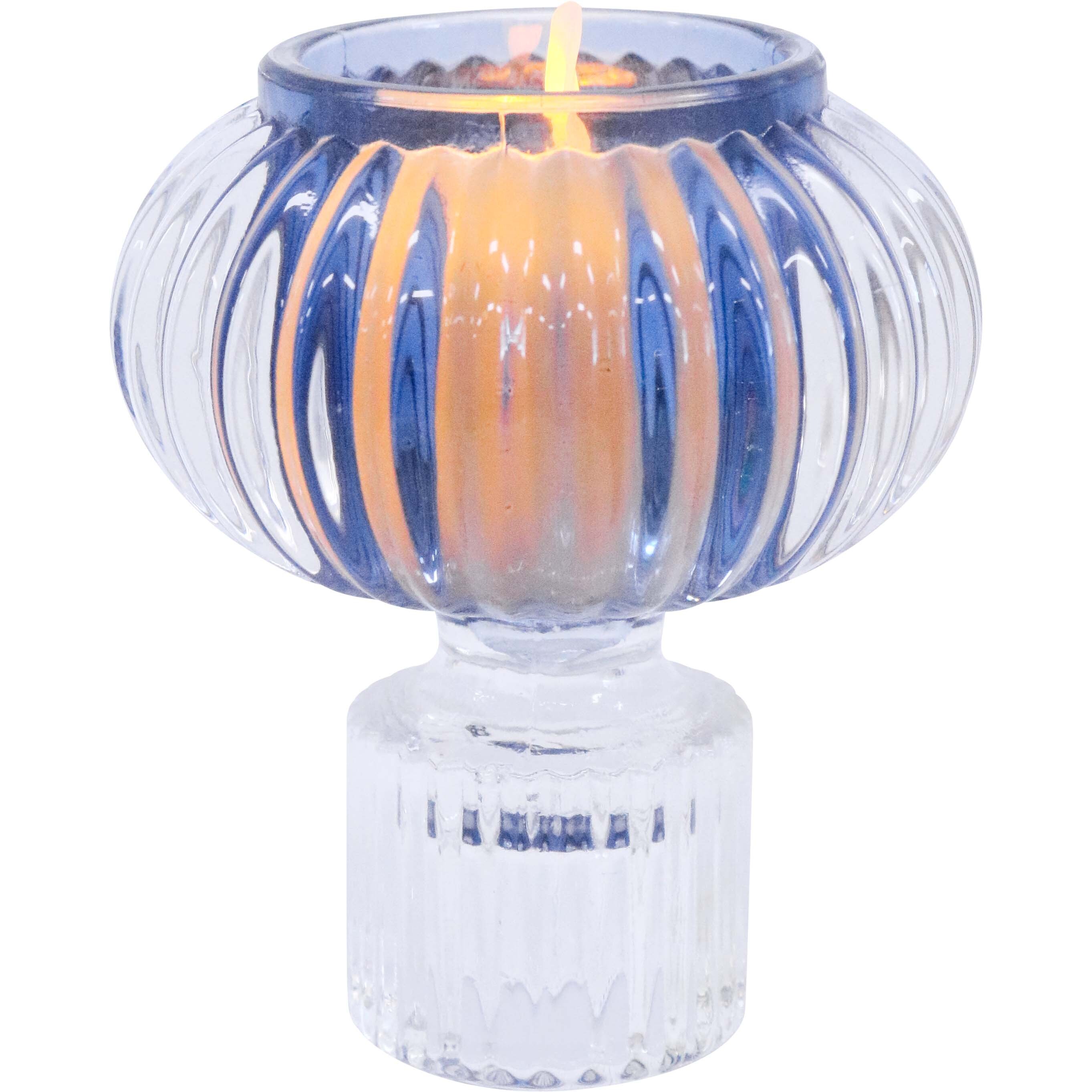 Double Sided Stackable Candle Holder Blue/Clear