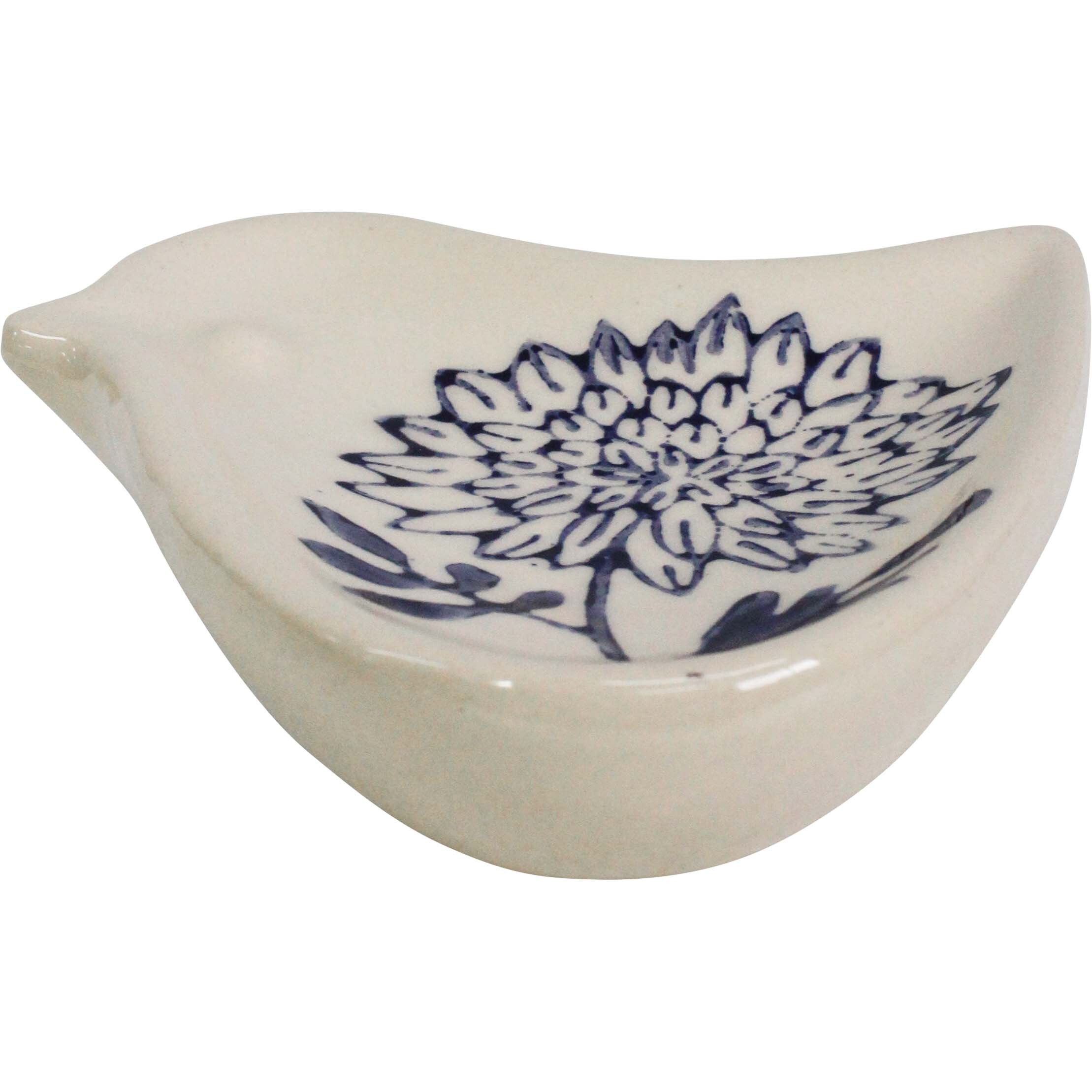 Folk Bird Dish Bloom Indigo