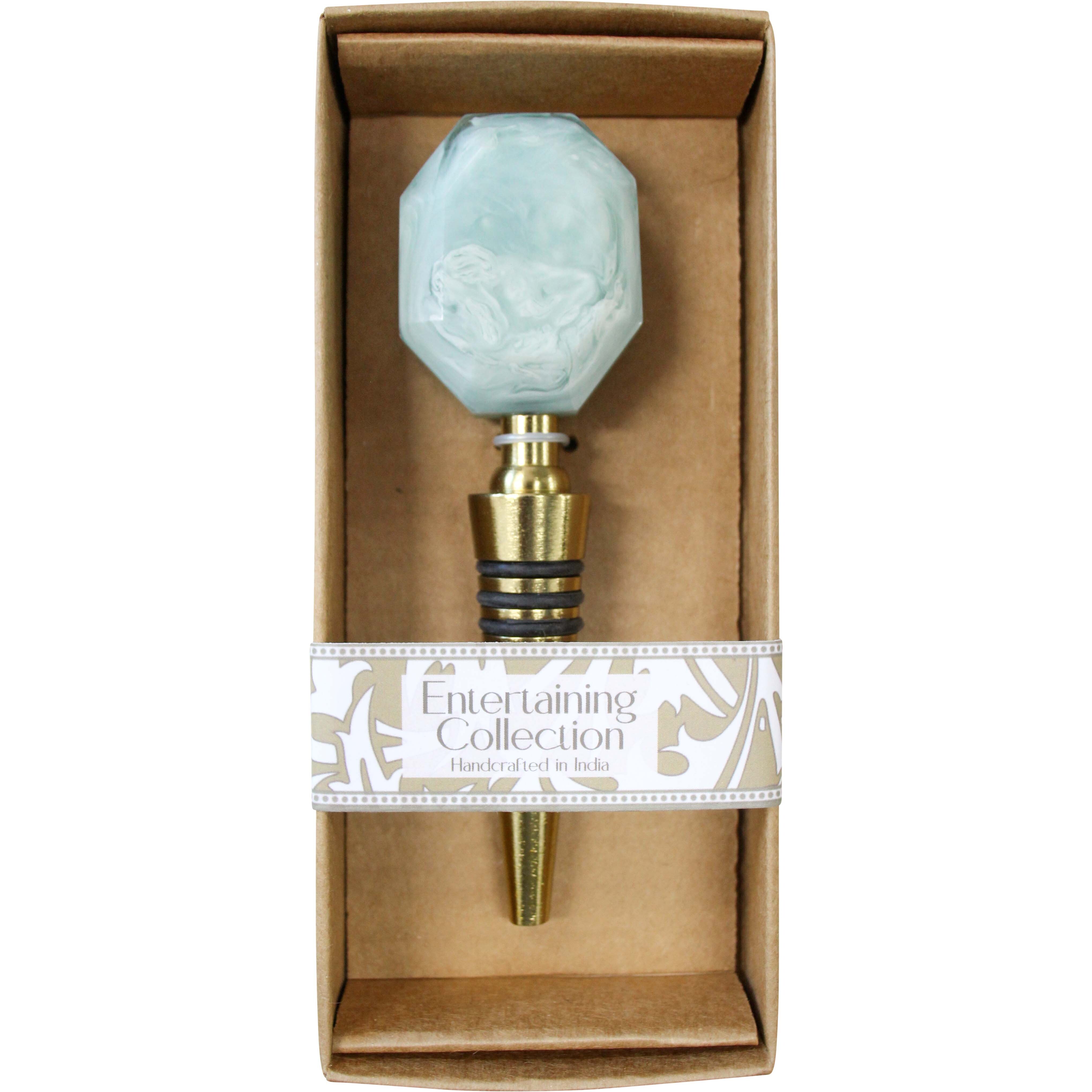 Bottle Stopper Blue Marbleised