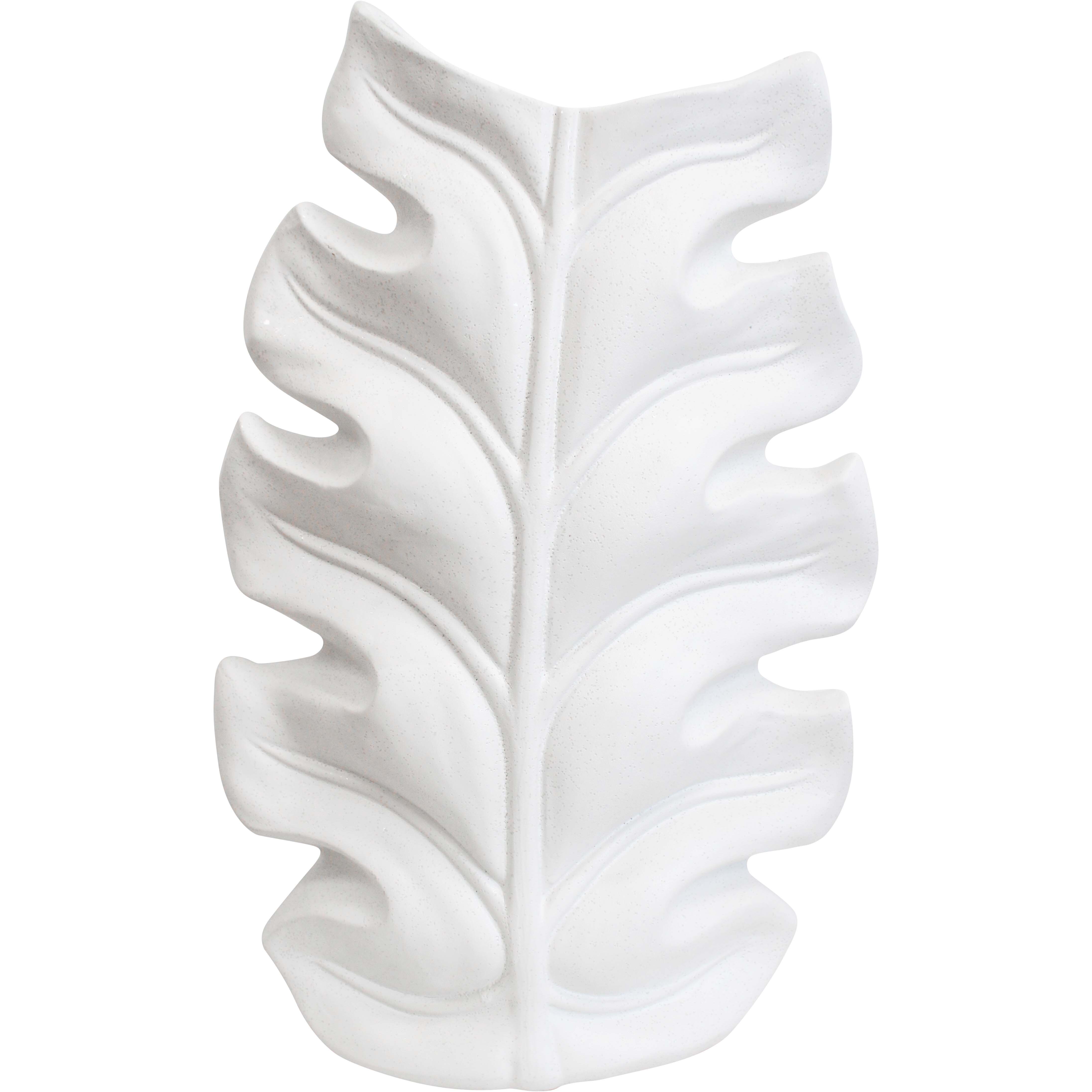 Organic Leaf Vase Rustic White