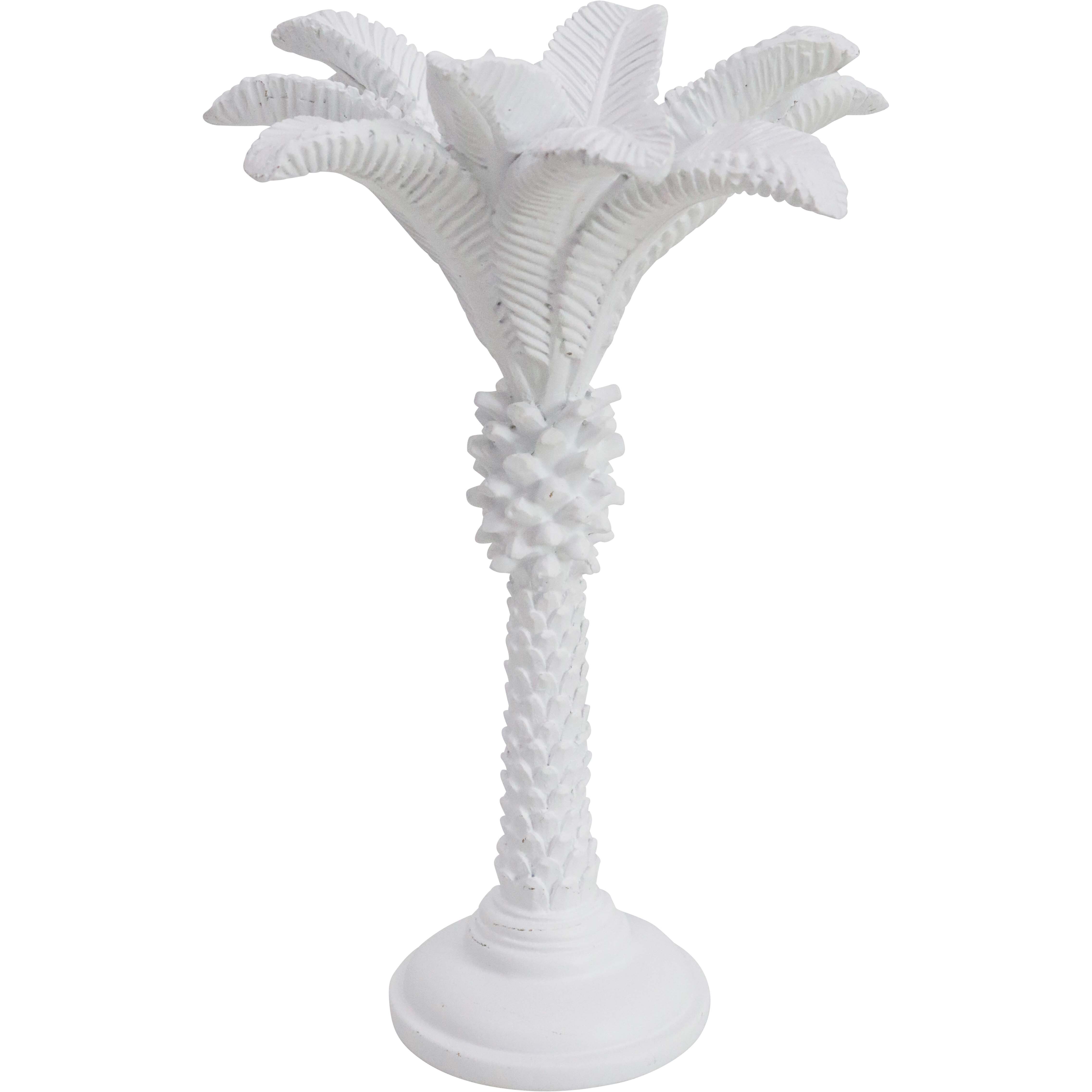 Queen Palm Candle Holder Lrg White